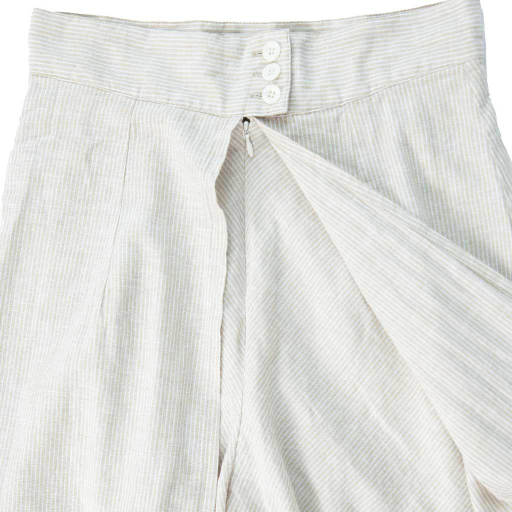 1930s Playsuit SkirtWhite Khaki Stripe