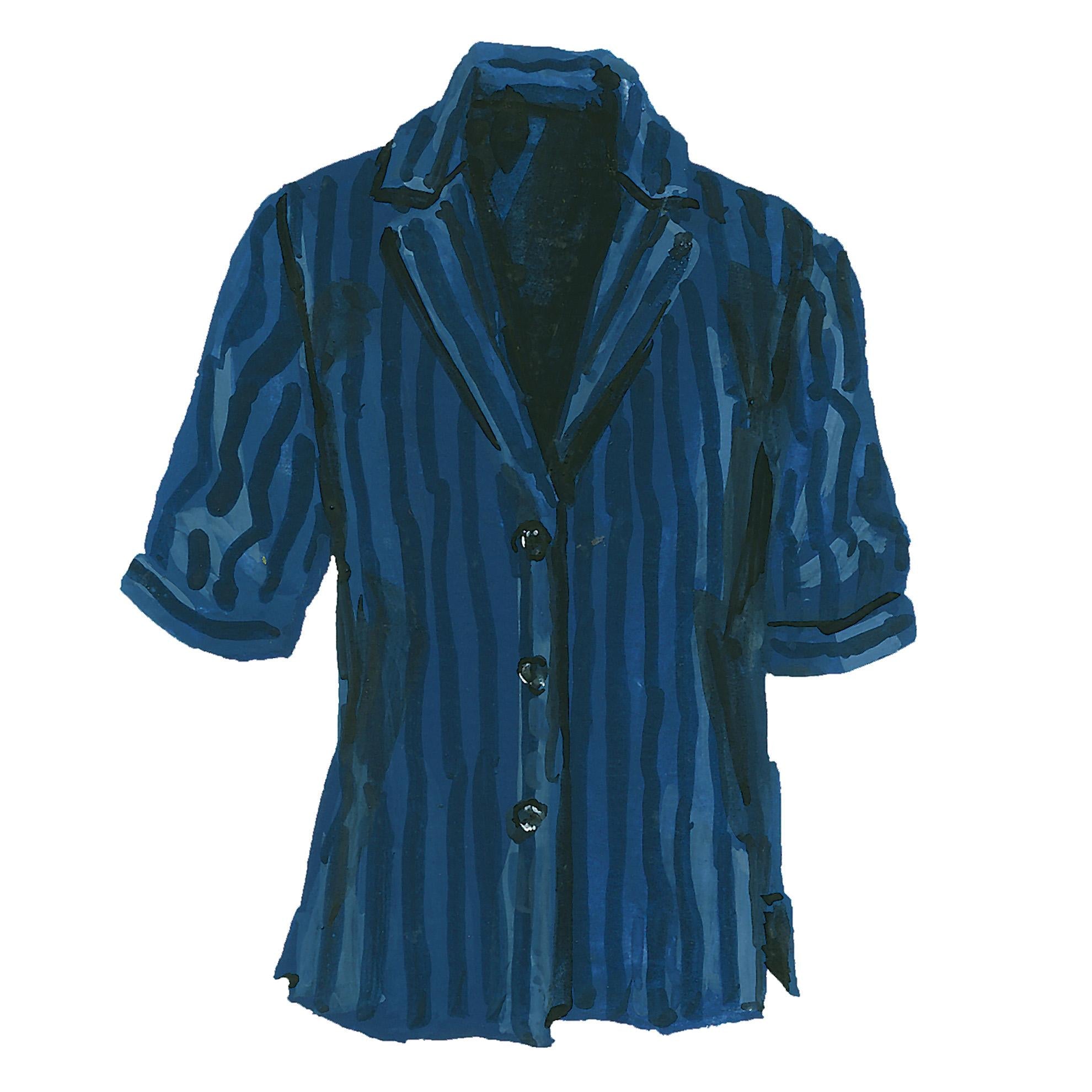 1940s Screen - Test Silk ShirtNavy