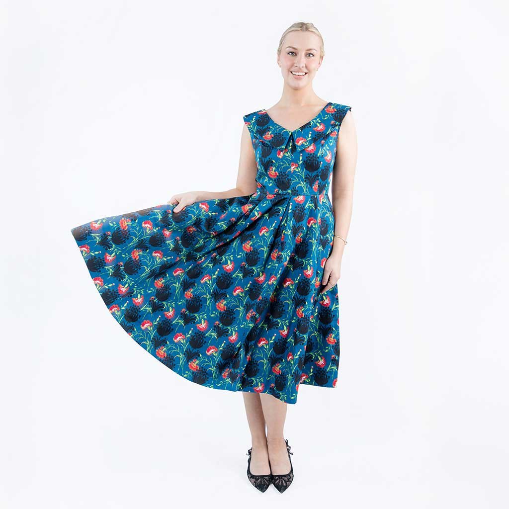 1959 Party DressBlue Floral