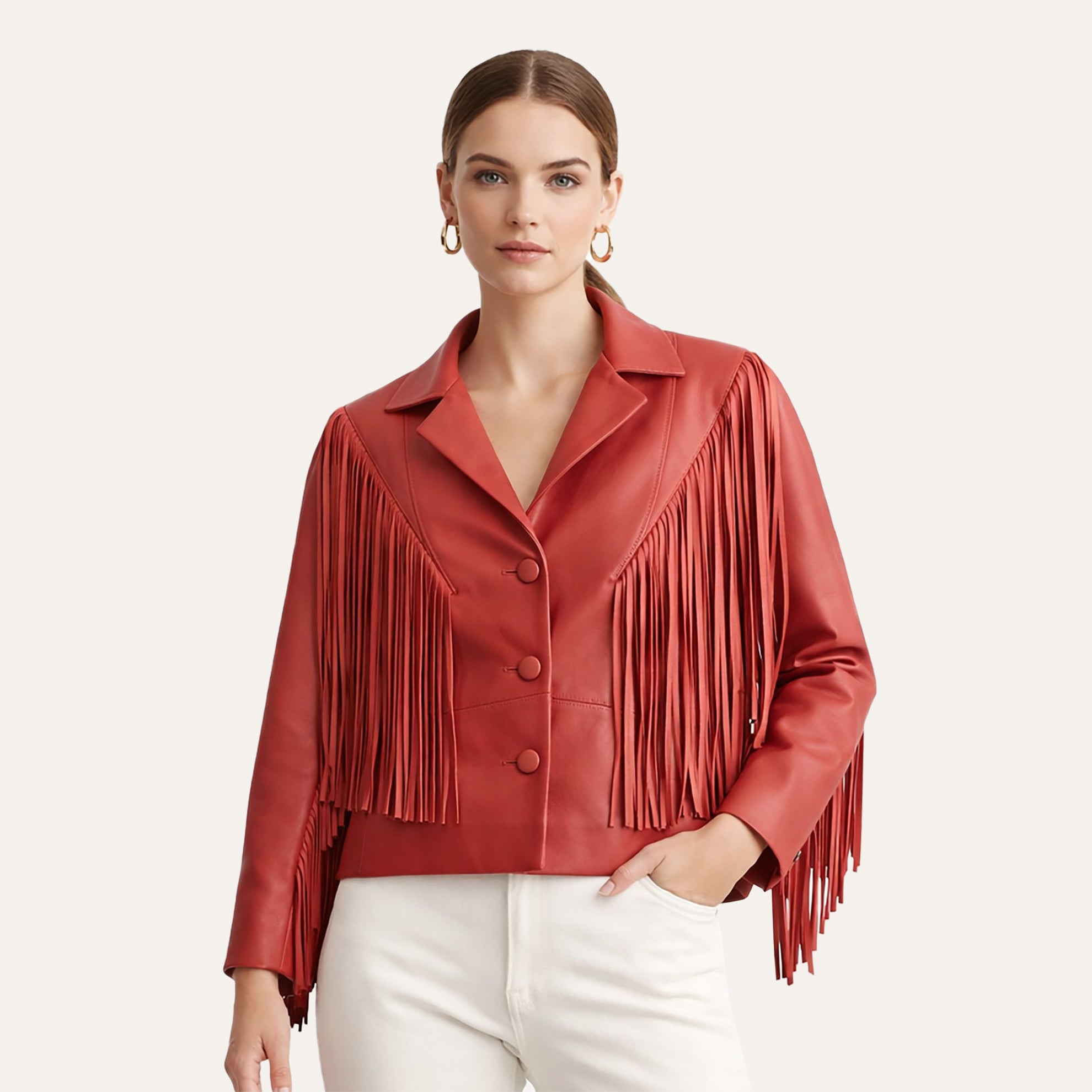Absaroka Fringe Leather JacketRed Dahlia