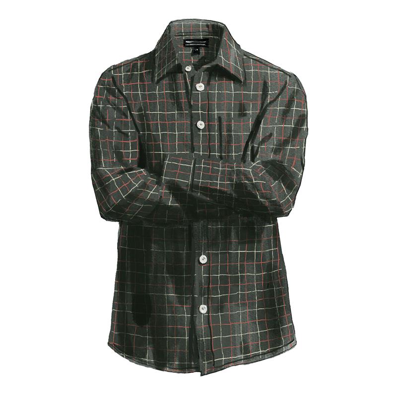 British Tattersall ShirtCream Olive Check