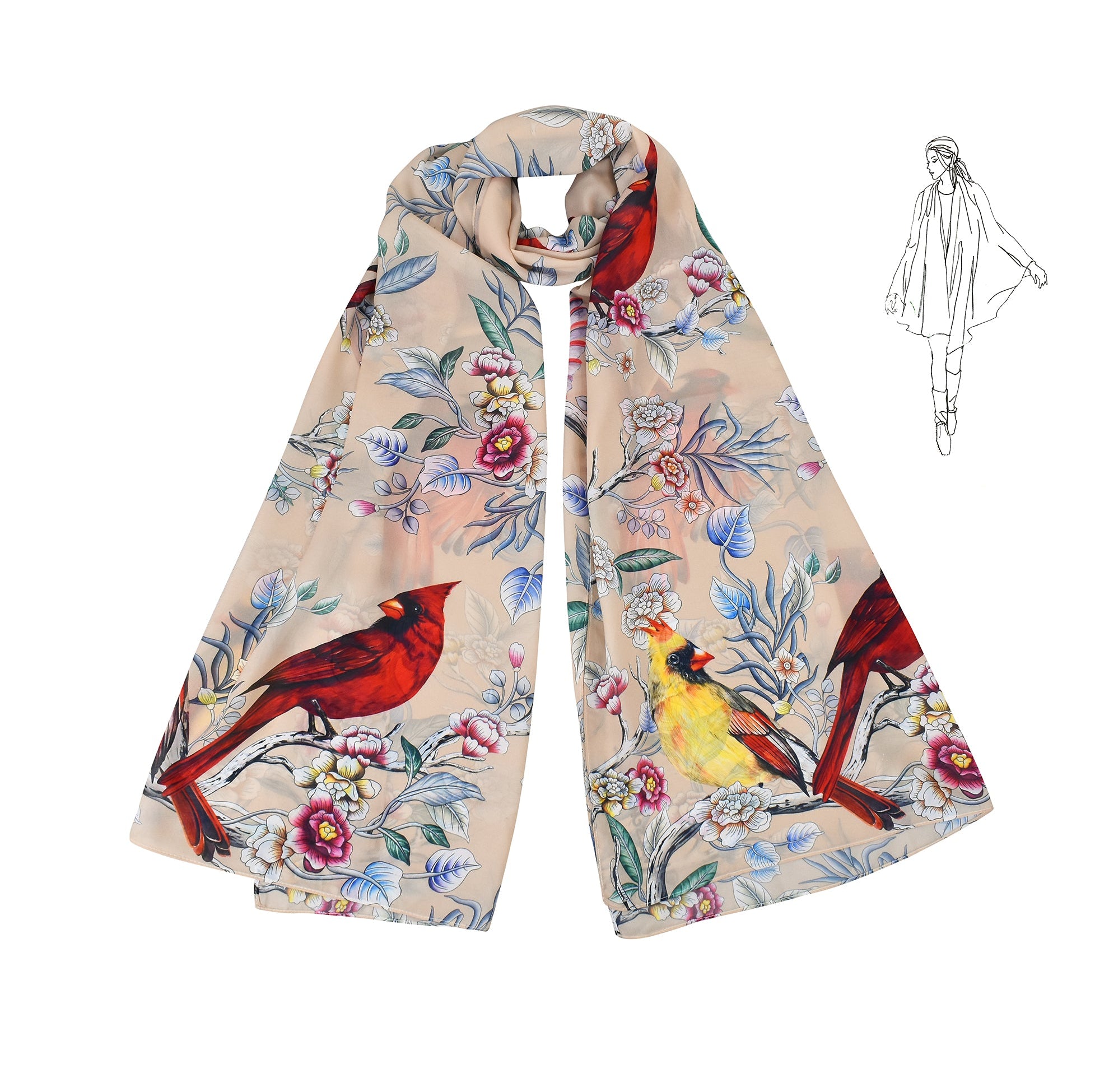 Cardinals Printed Chiffon ScarfCardinal
