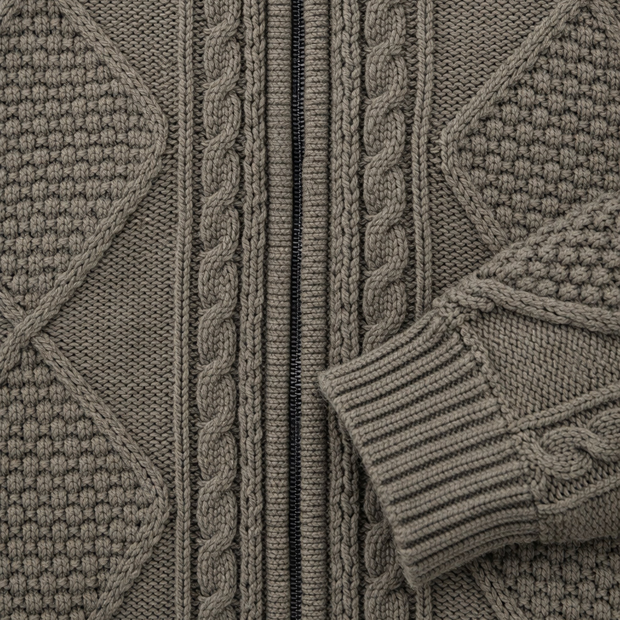 Cashmere Blend Cable HoodieOlive