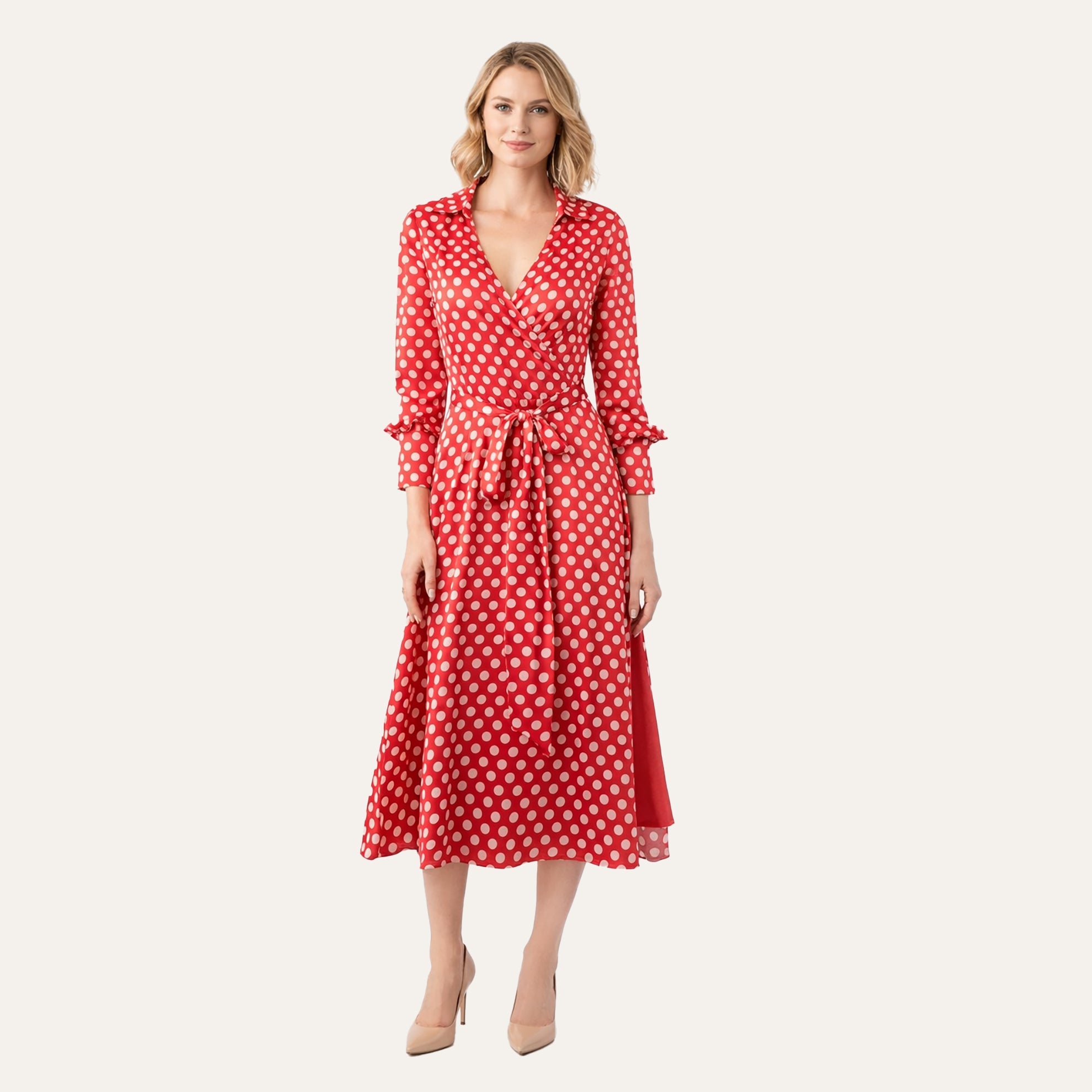 Champs - Élysées Silk DressRed Cream Dot