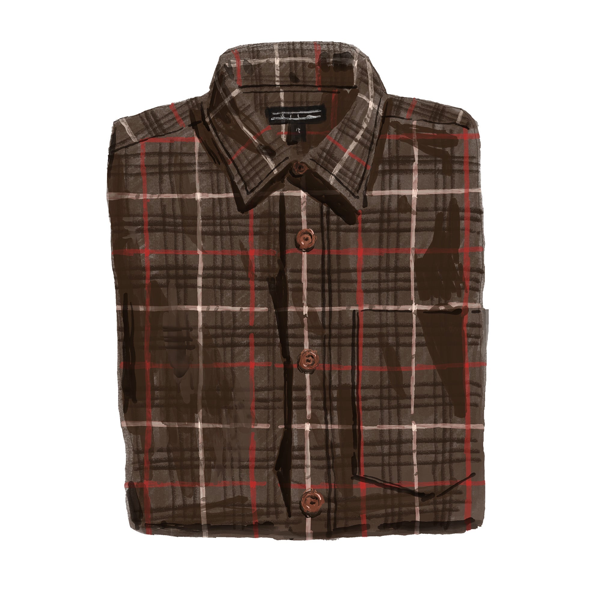 Double Brushed Flannel ShirtBrown Red Plaid