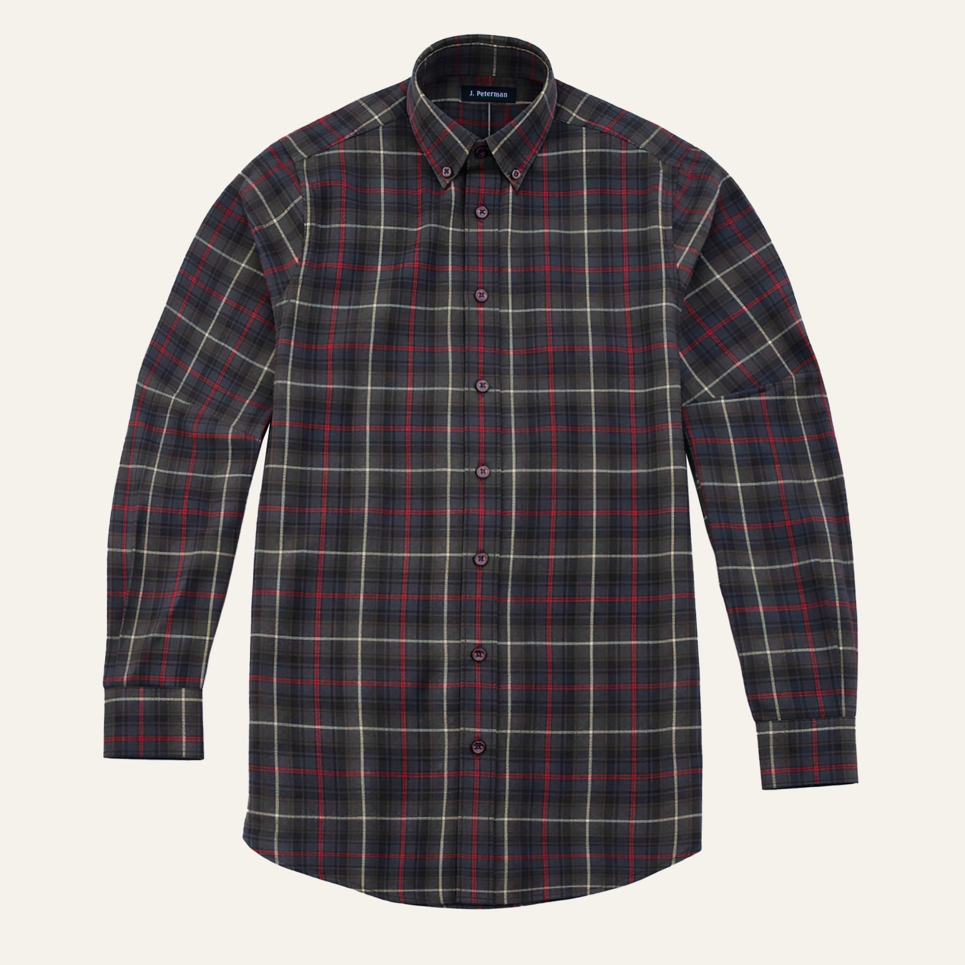 Double Brushed Flannel ShirtBrown Red Plaid