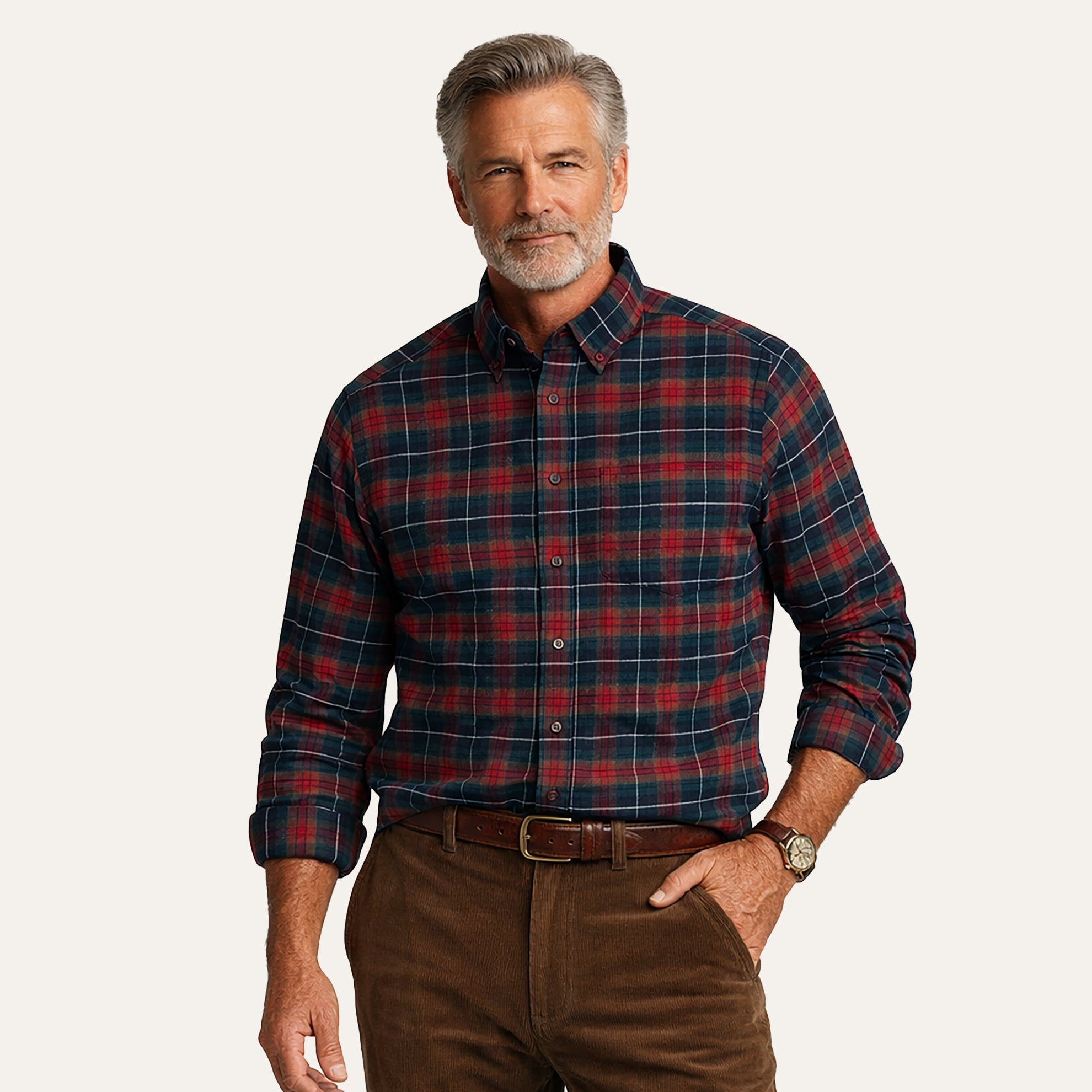 Double Brushed Flannel ShirtRed Tartan Plaid