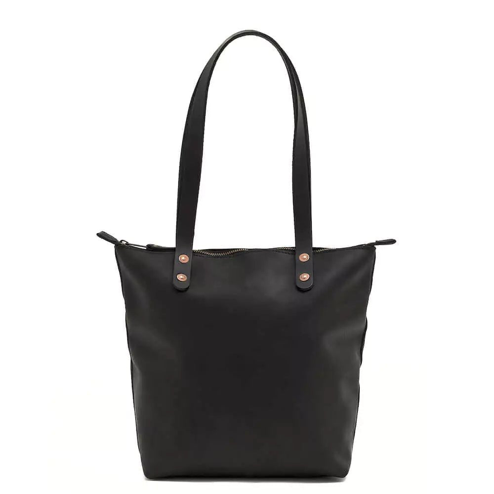 Eden MEDIUM Leather Tote Bag - ZipperedCarbon