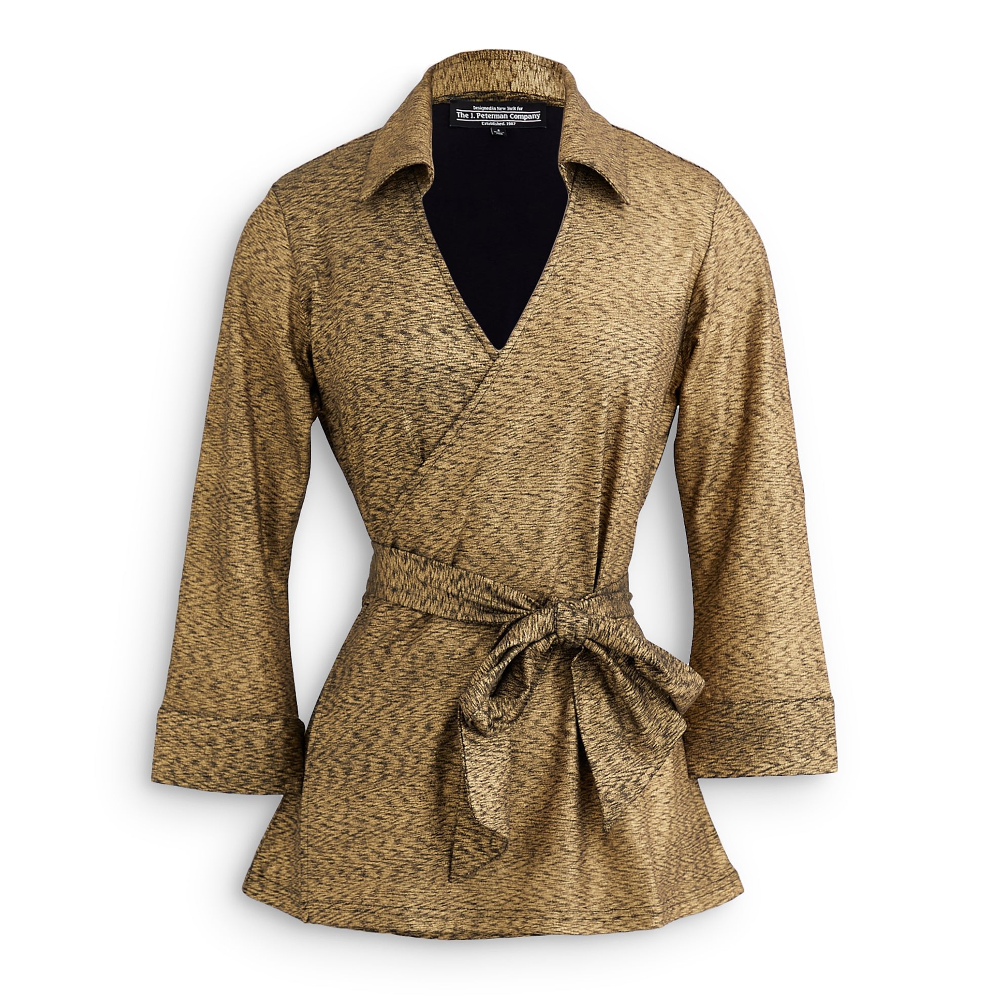 Gold Shimmer Wrap BlouseGold