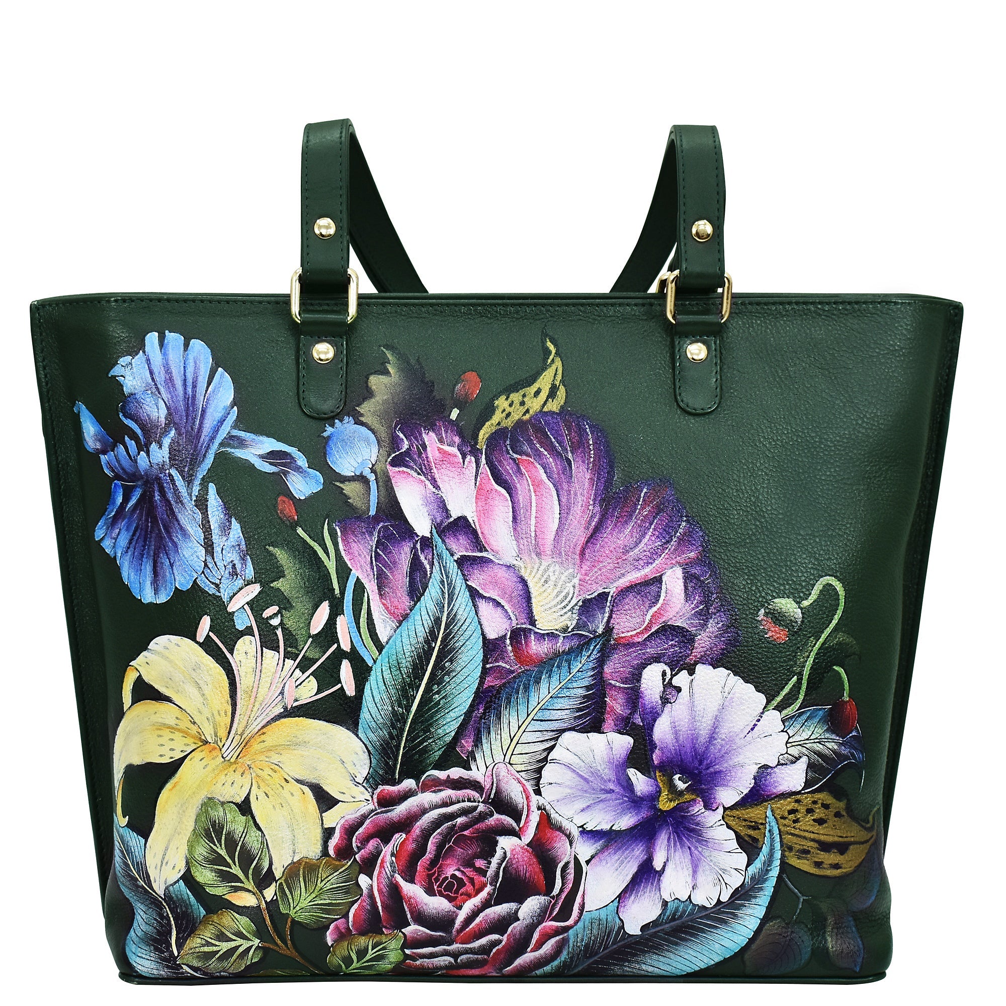 Hand - Painted Croc Embossed ToteVintage Floral