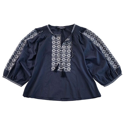 Ilica Street Embroidered BlouseNavy