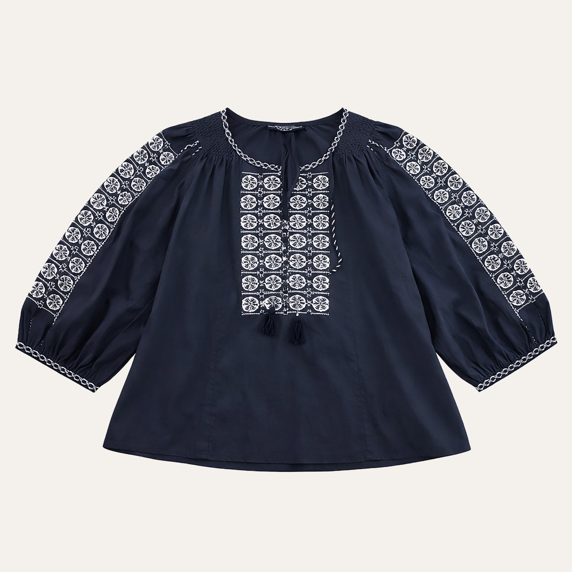 Ilica Street Embroidered BlouseNavy