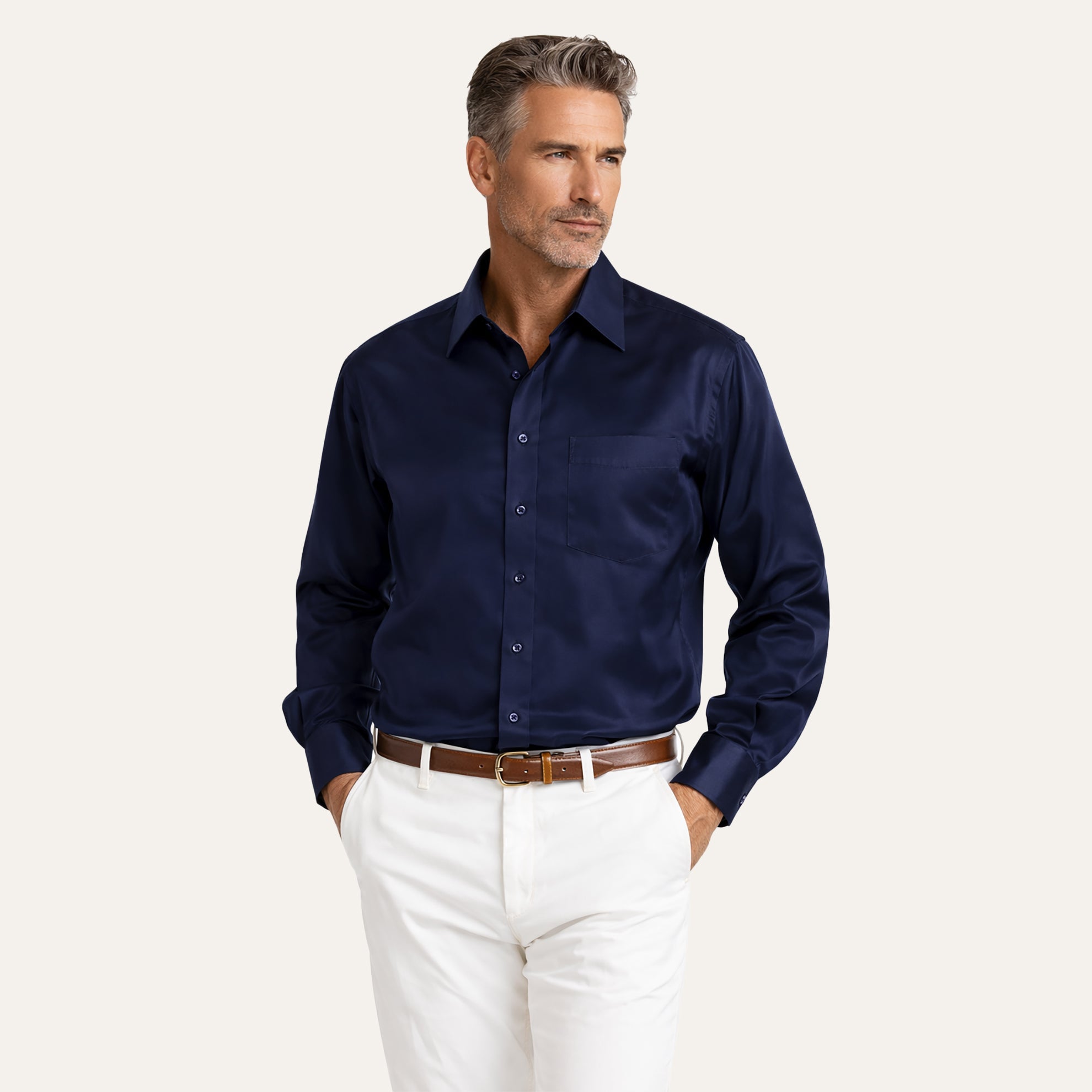 JG Silk ShirtDark Blue
