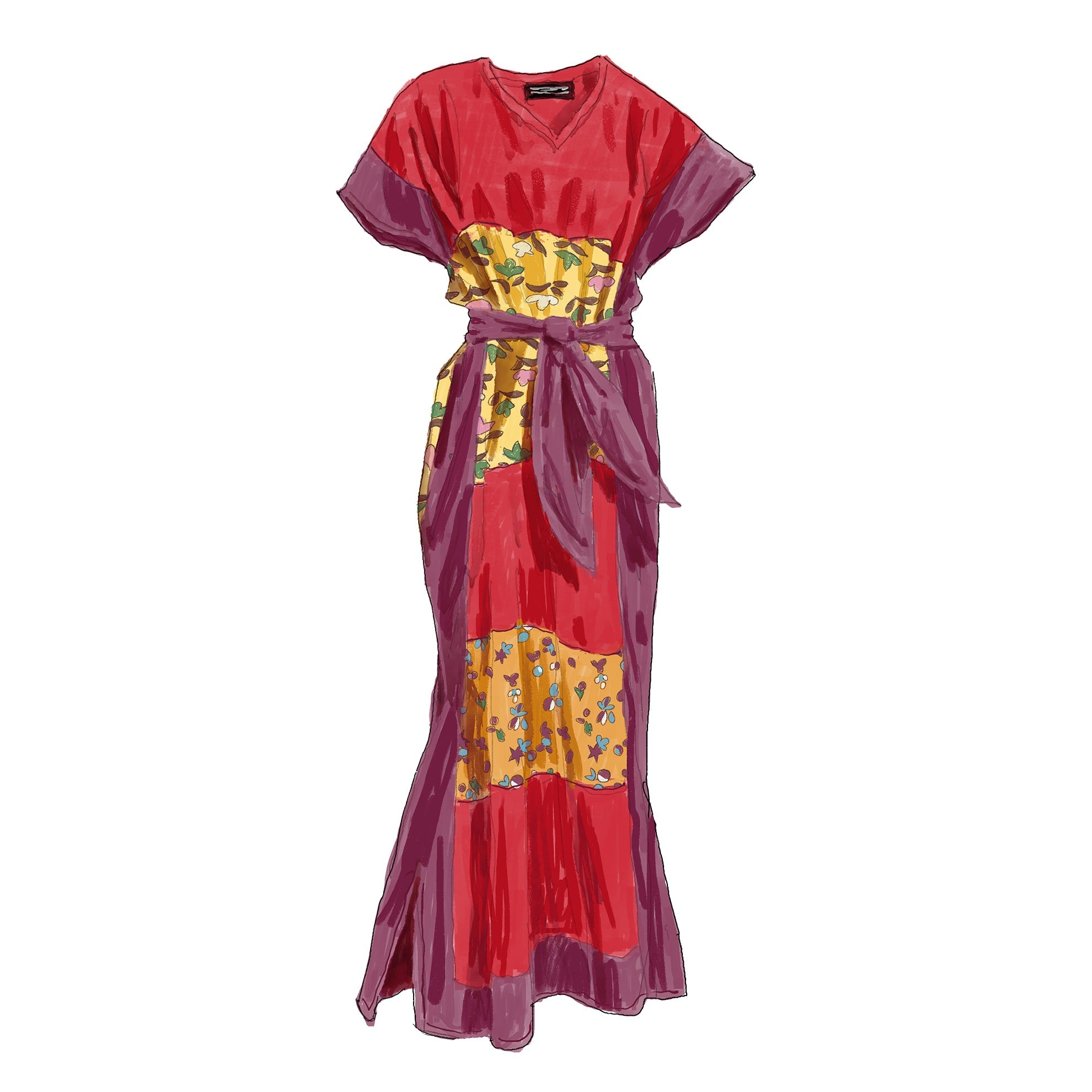 Kareena’s CaftanFuchsia Yellow Multi