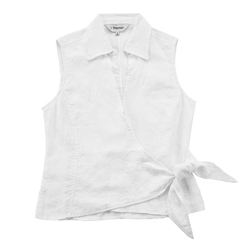 Lana's Tie - Front Linen BlouseIvory