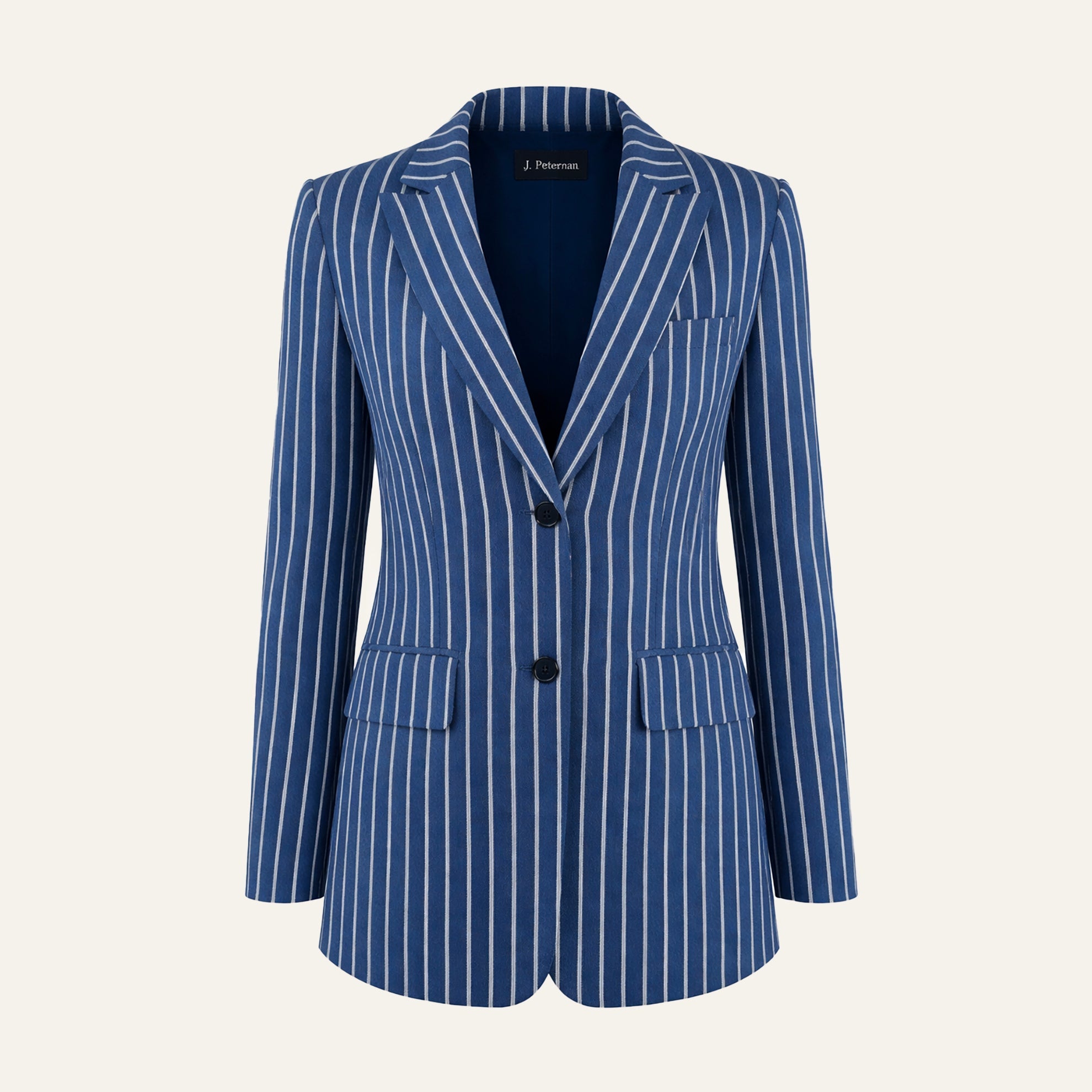 Linen Oversized BlazerNavy Cream Stripe