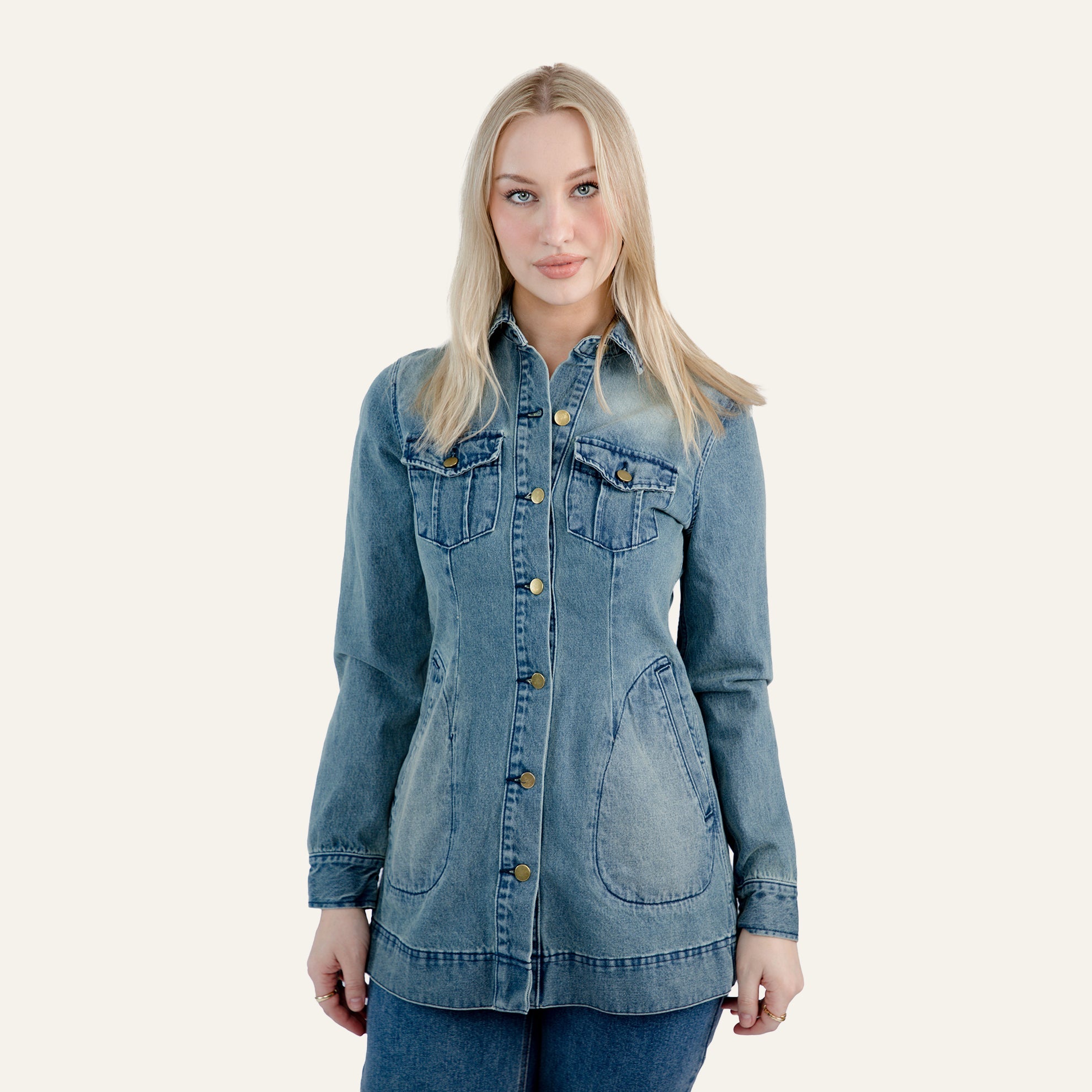 Long Denim JacketIndigo