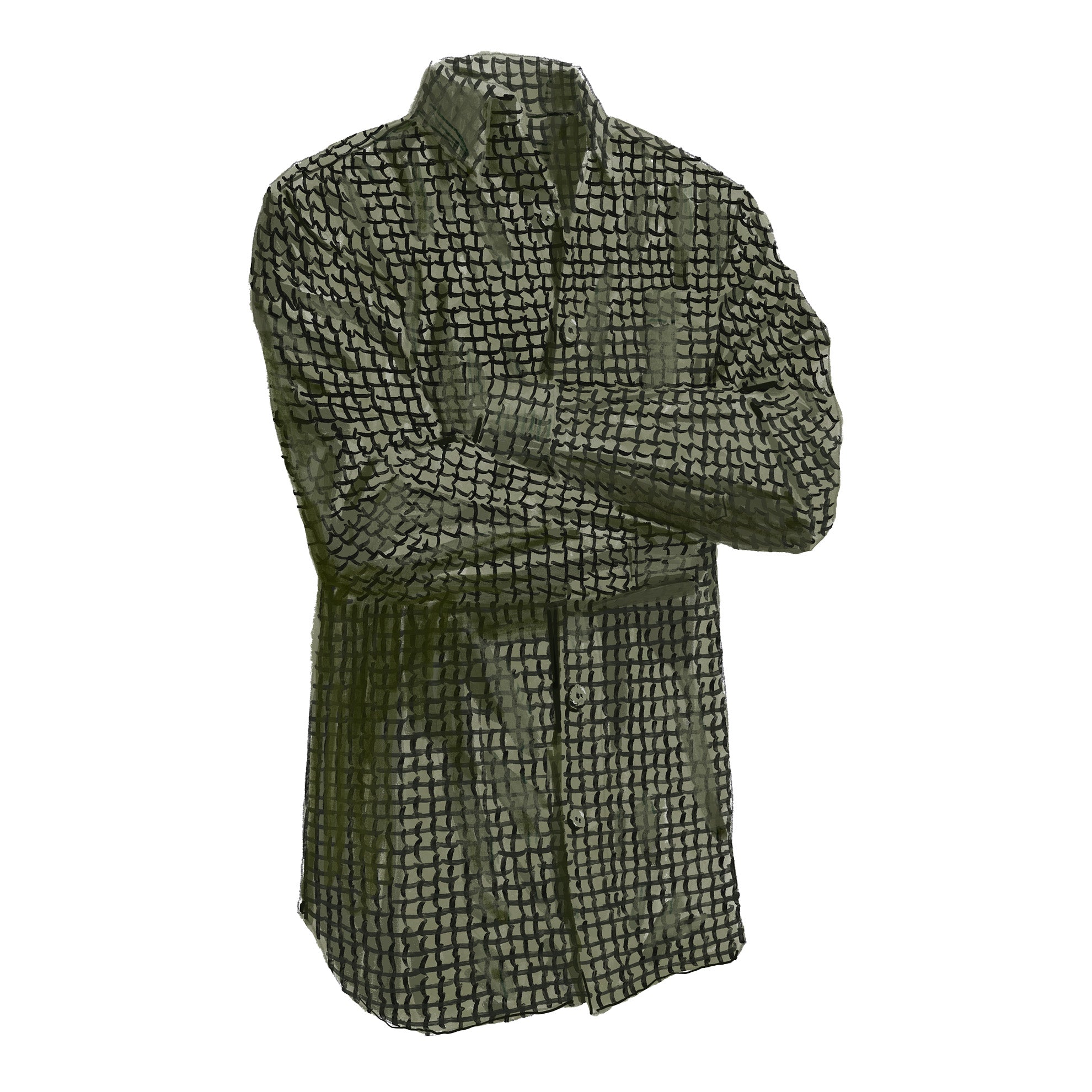 Micro Houndstooth Flannel ShirtGreen