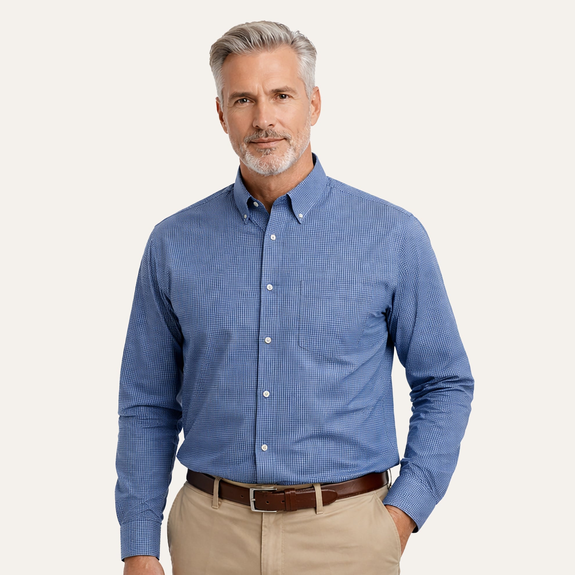 Micro Houndstooth Flannel ShirtNavy