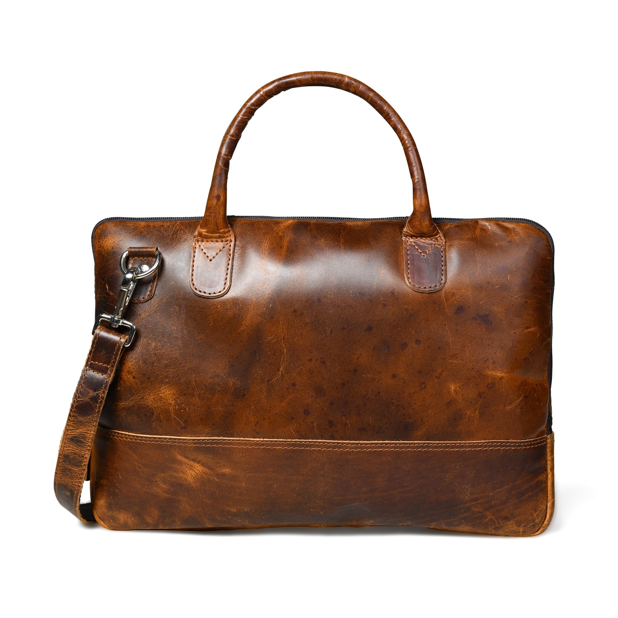 Modernist Leather Laptop Bag - Brown