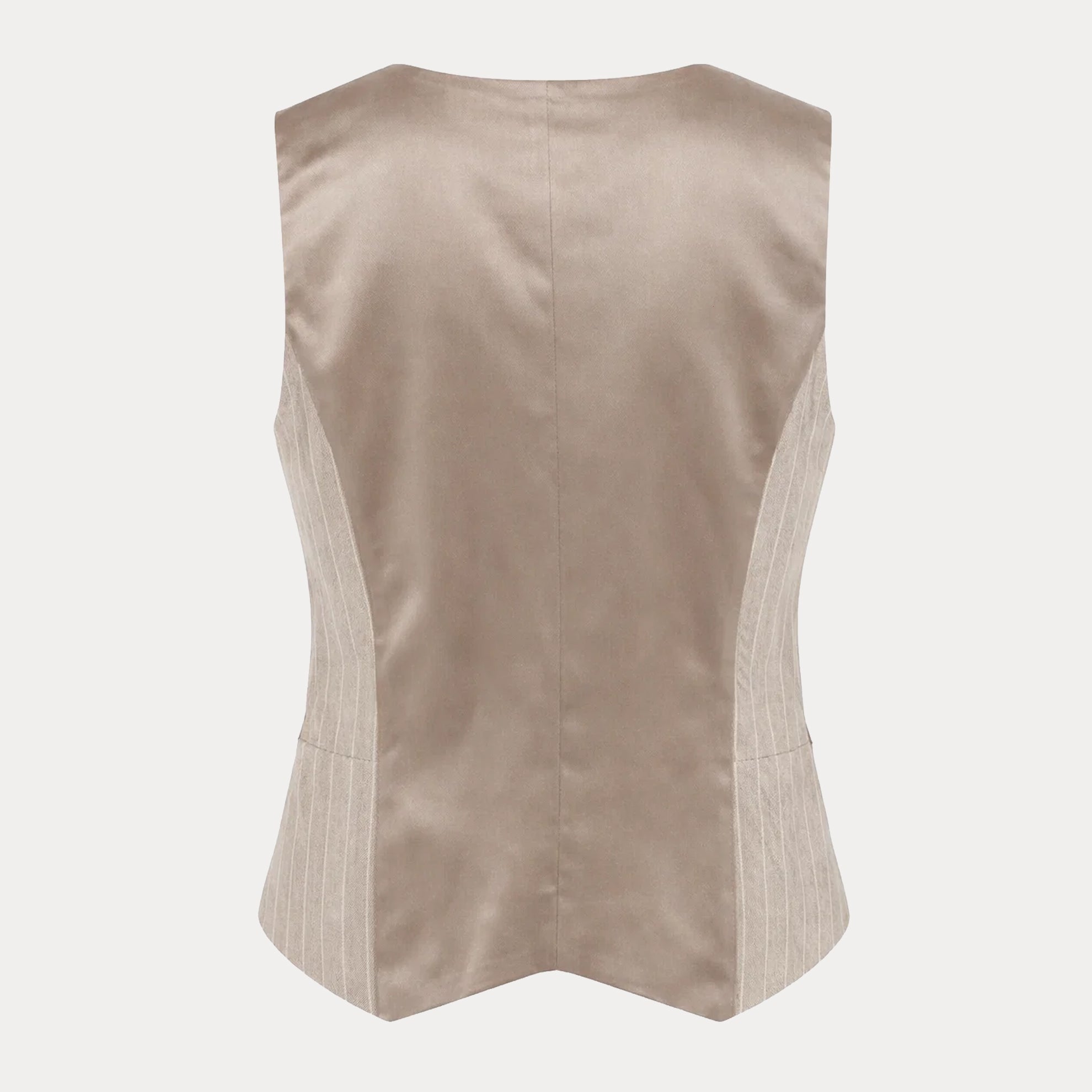 Optimistic Linen VestKhaki Ivory Stripe