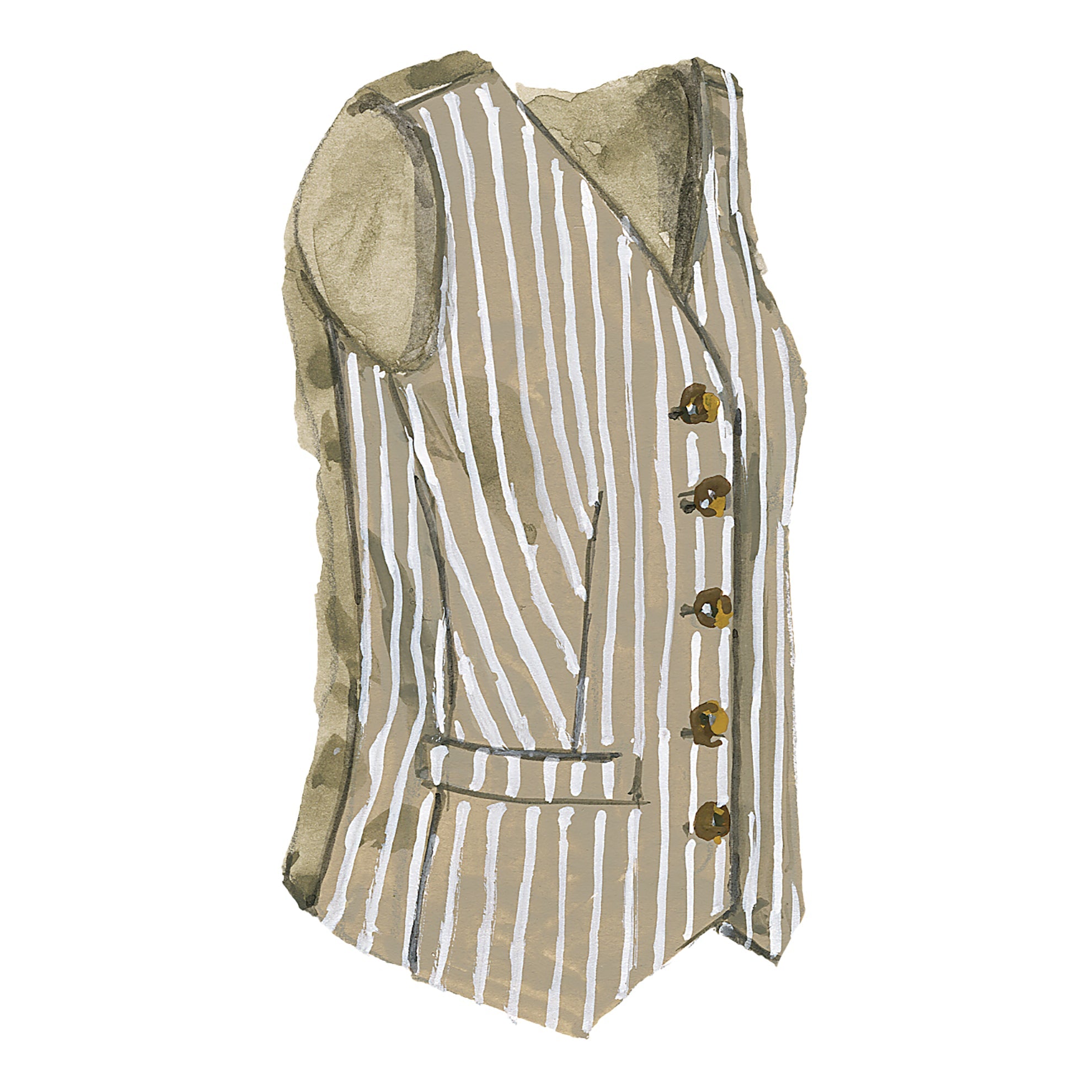 Optimistic Linen VestKhaki Ivory Stripe