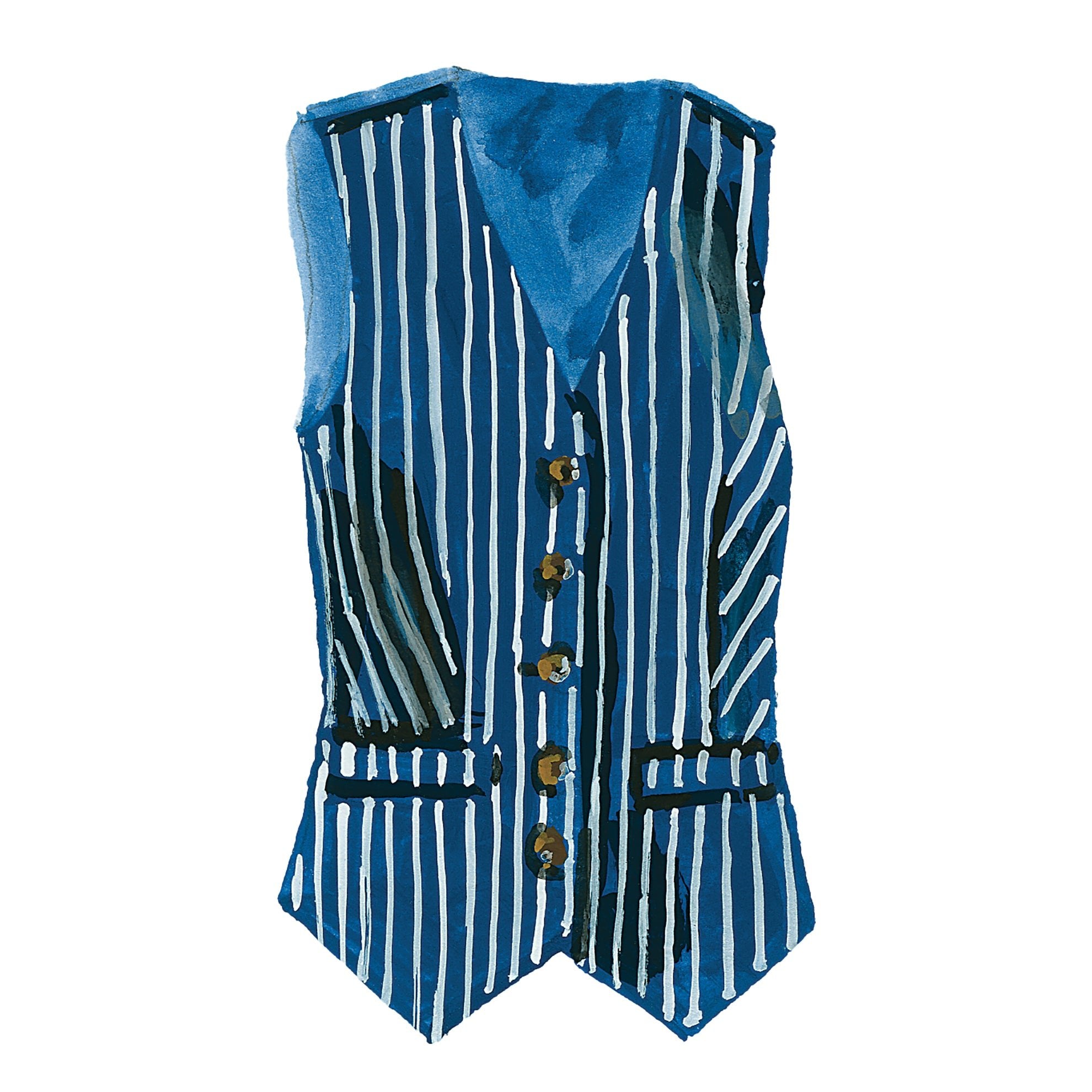 Optimistic Linen VestNavy Cream Stripe