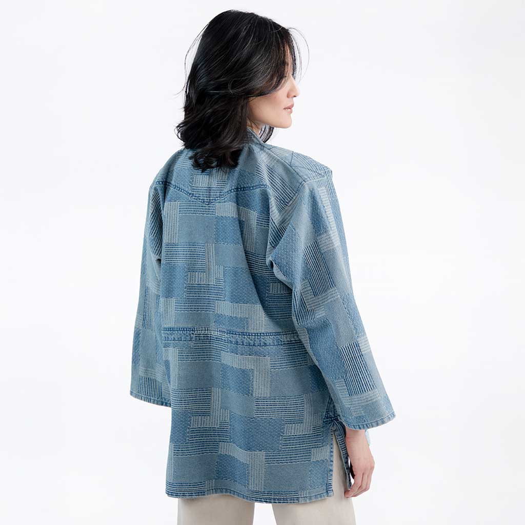 Patchwork Kimono JacketLight Wash Indigo