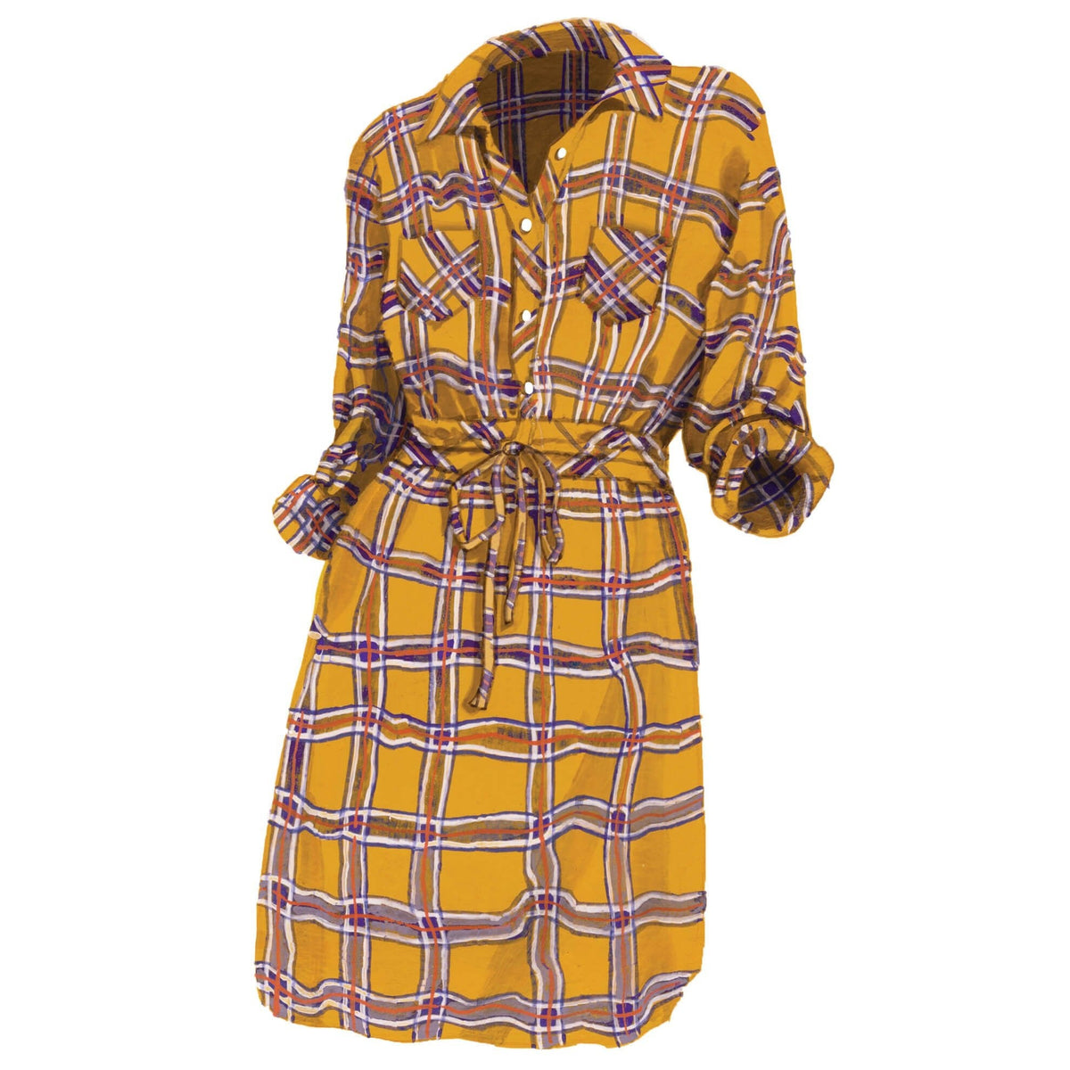 fitted lace wedding dress Stretch Cotton Stewart Plaid Cassie Shirt Dress Multicolor Tartan Plaid main image 0