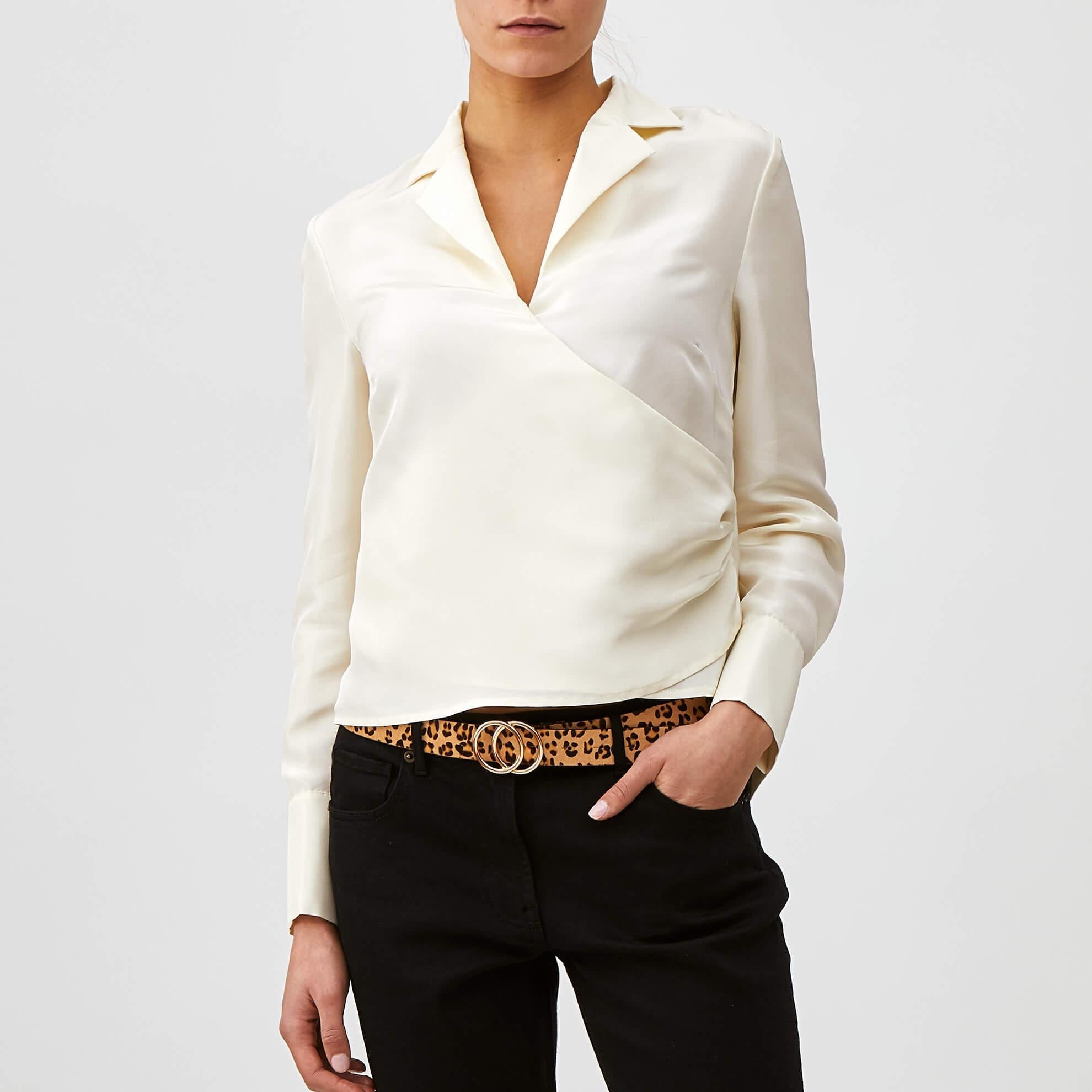 Raw Silk Wrap ShirtCream