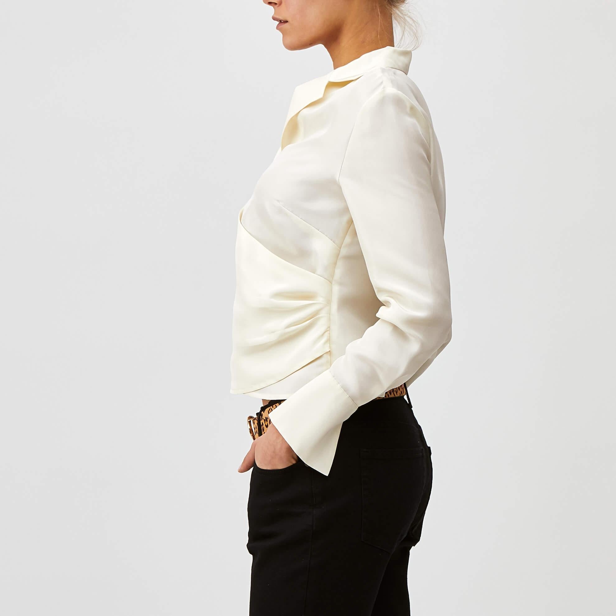 Raw Silk Wrap ShirtCream