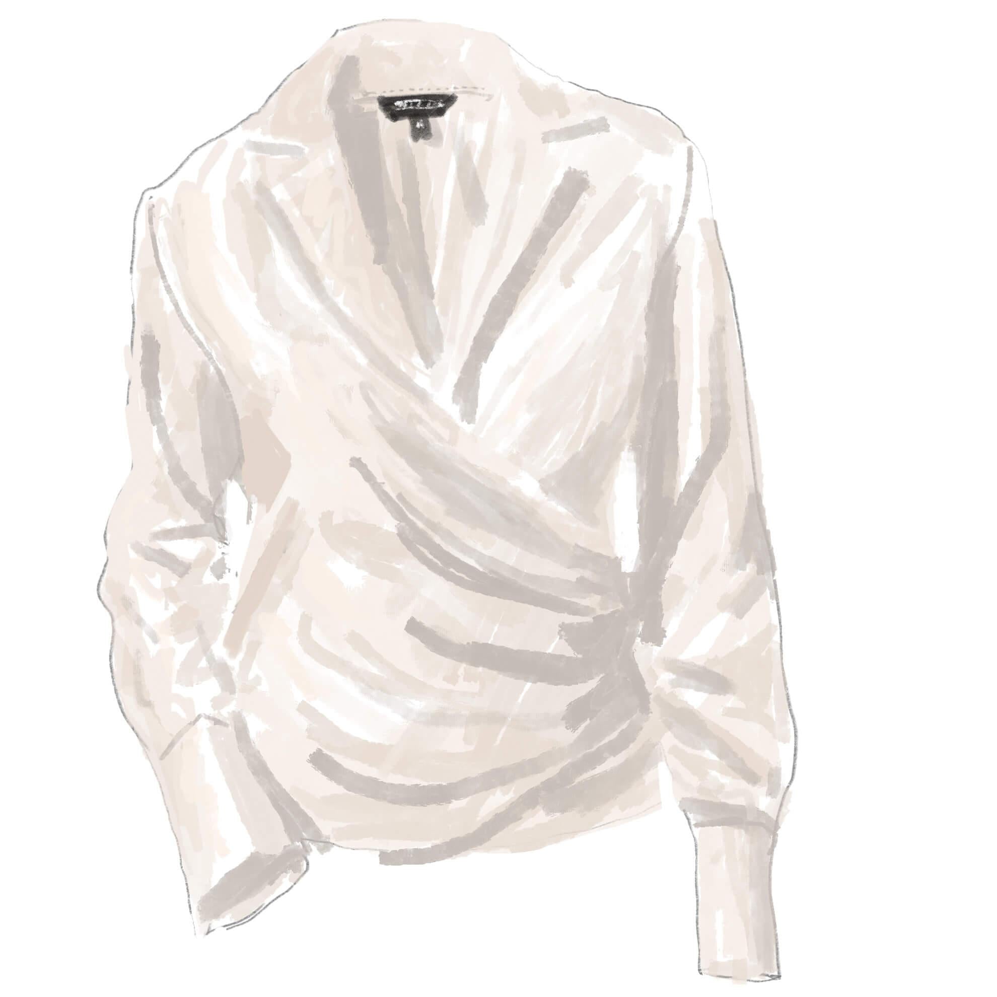 Raw Silk Wrap ShirtCream