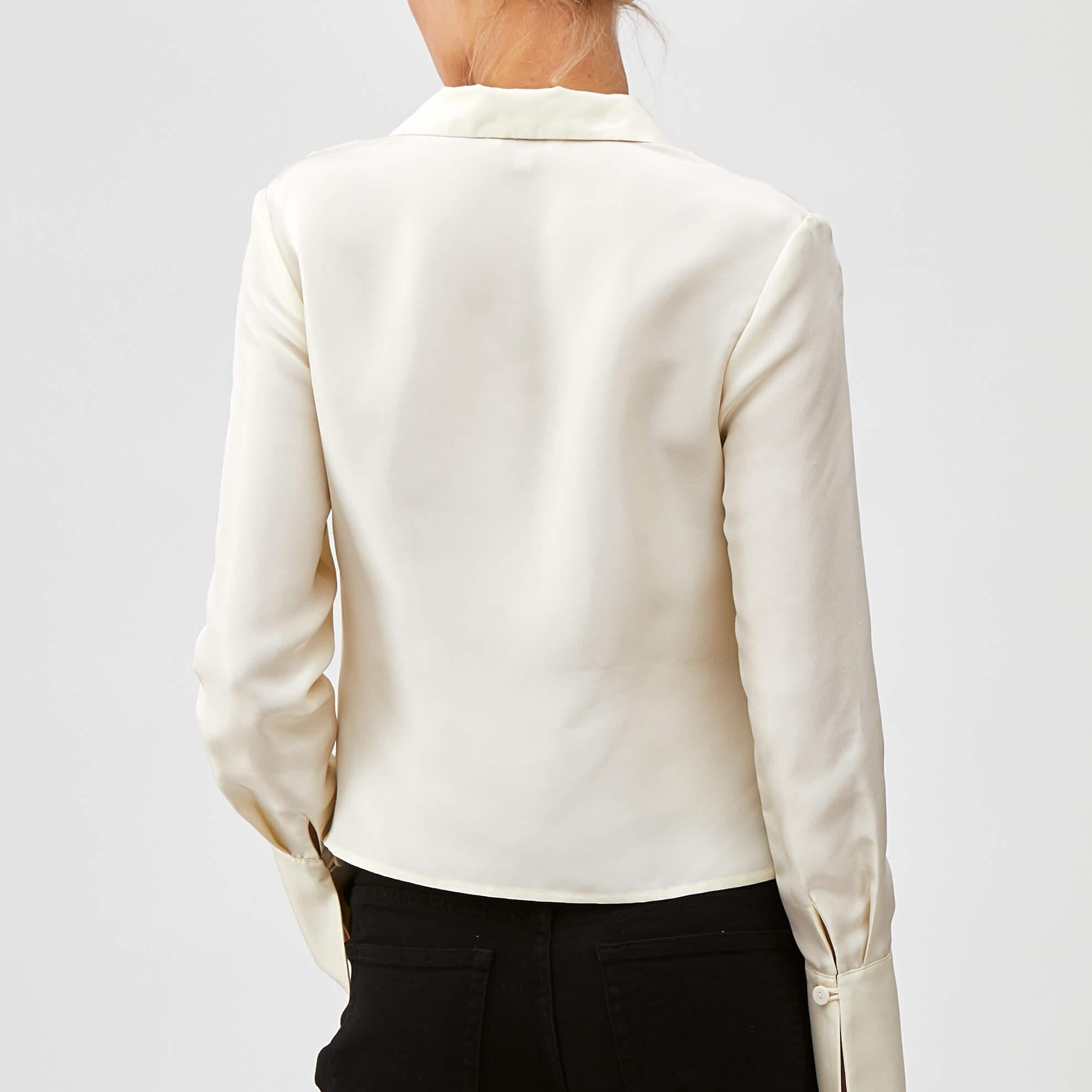 Raw Silk Wrap ShirtCream