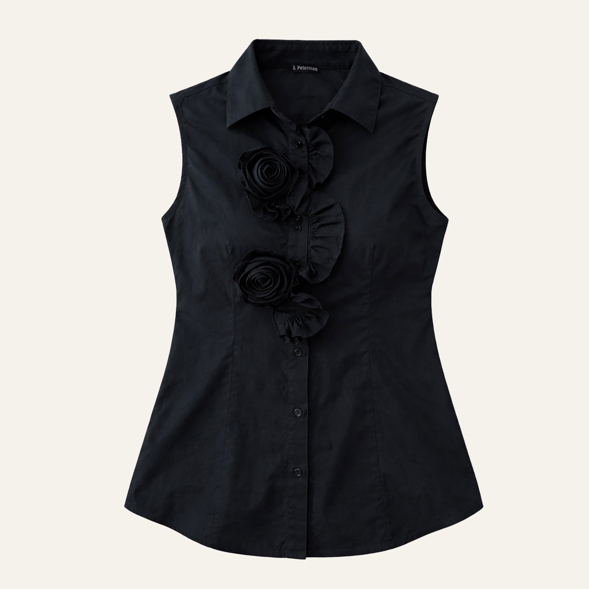 Rosette Button BlouseBlack