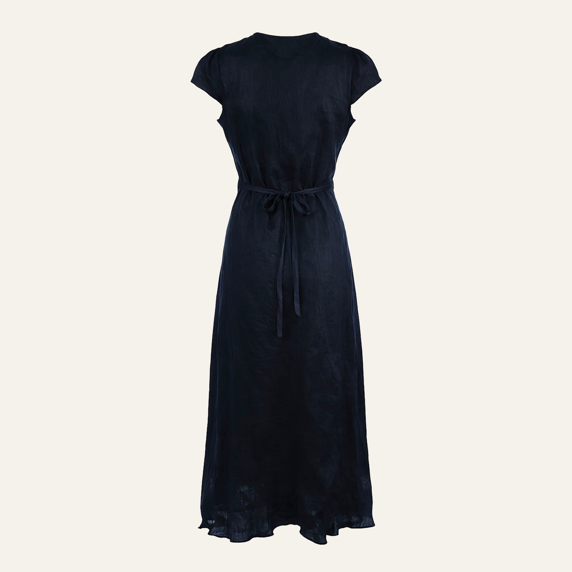 Ruffled Linen DressBlack