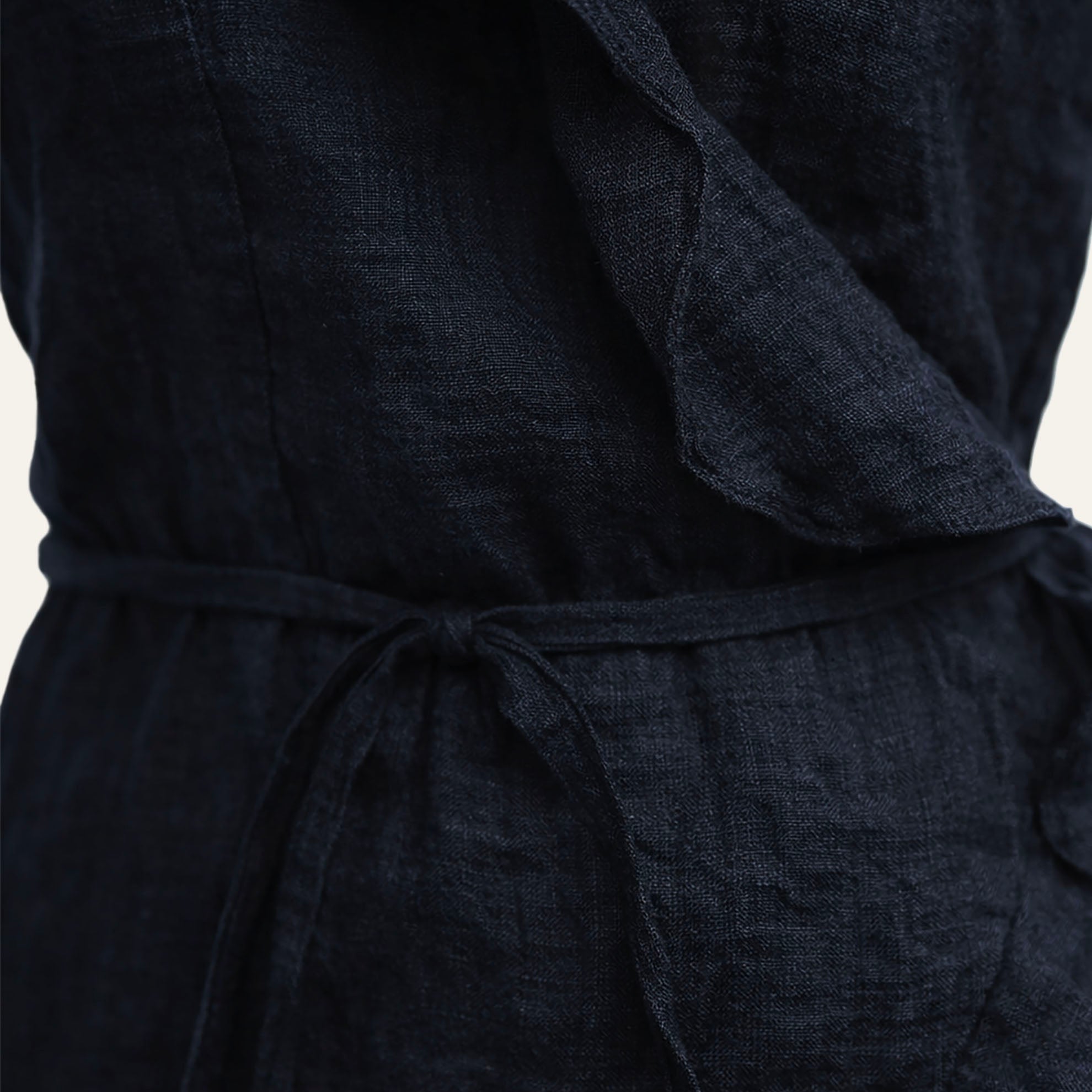 Ruffled Linen DressBlack