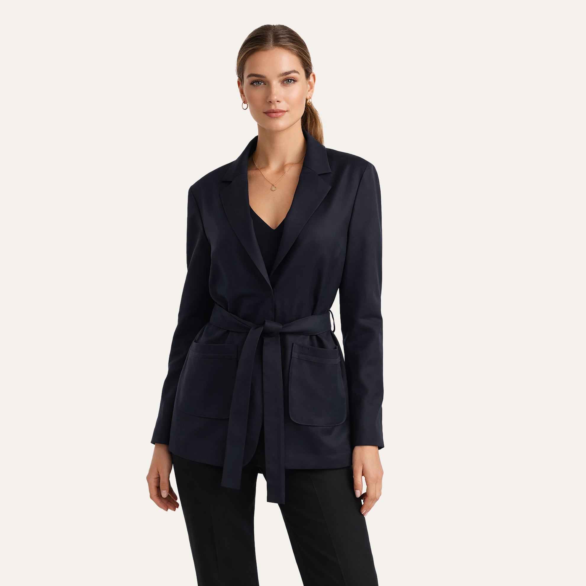 Self - Tie Wool BlazerNavy