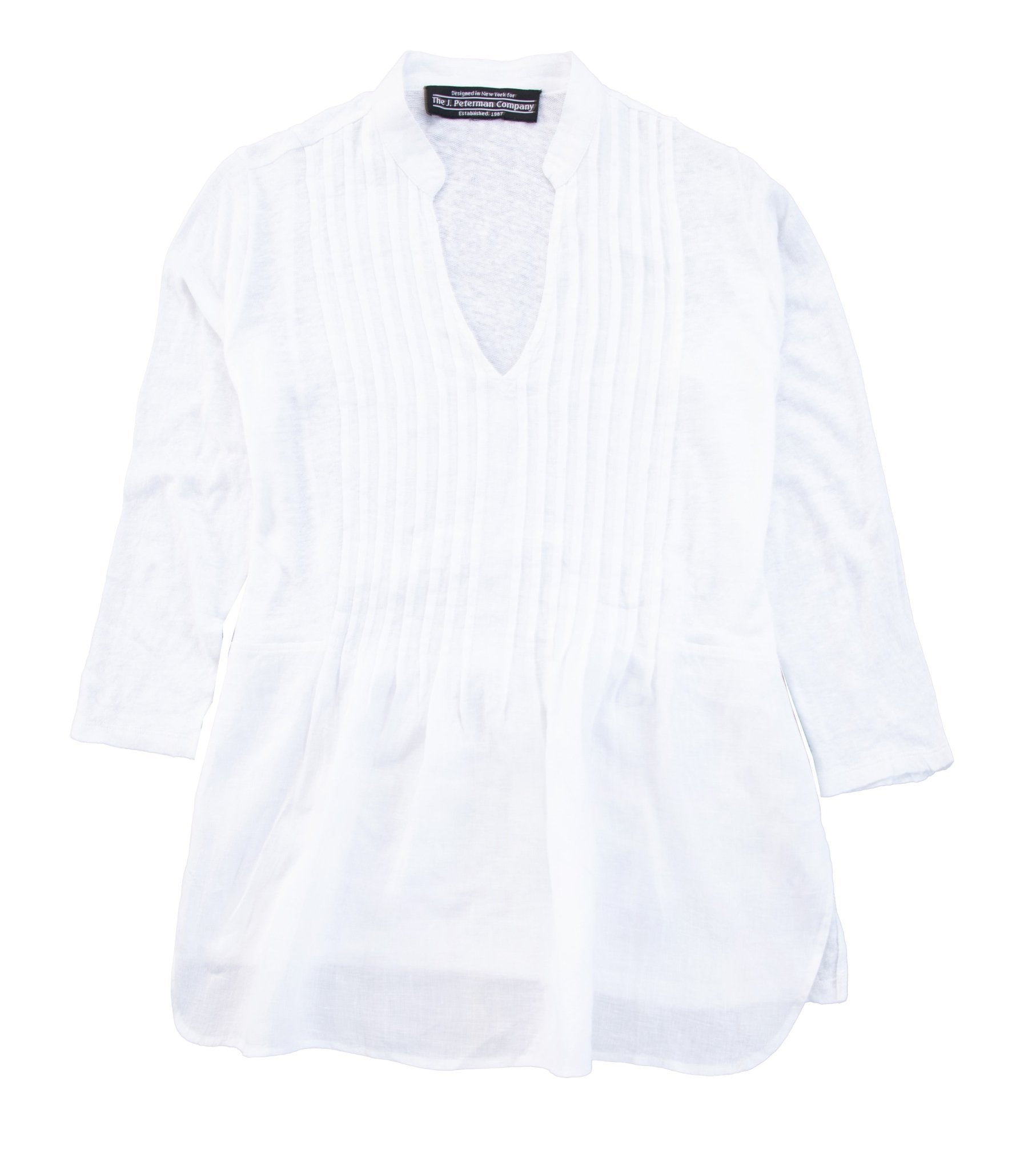 Sensible Jersey Knit Linen BlouseWhite