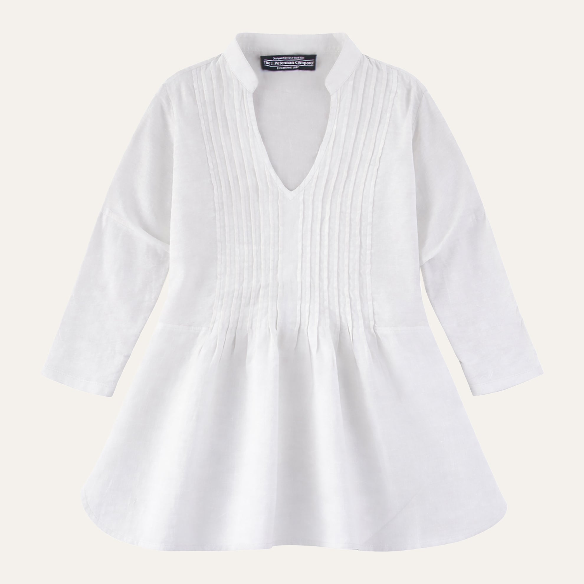 Sensible Jersey Knit Linen BlouseWhite