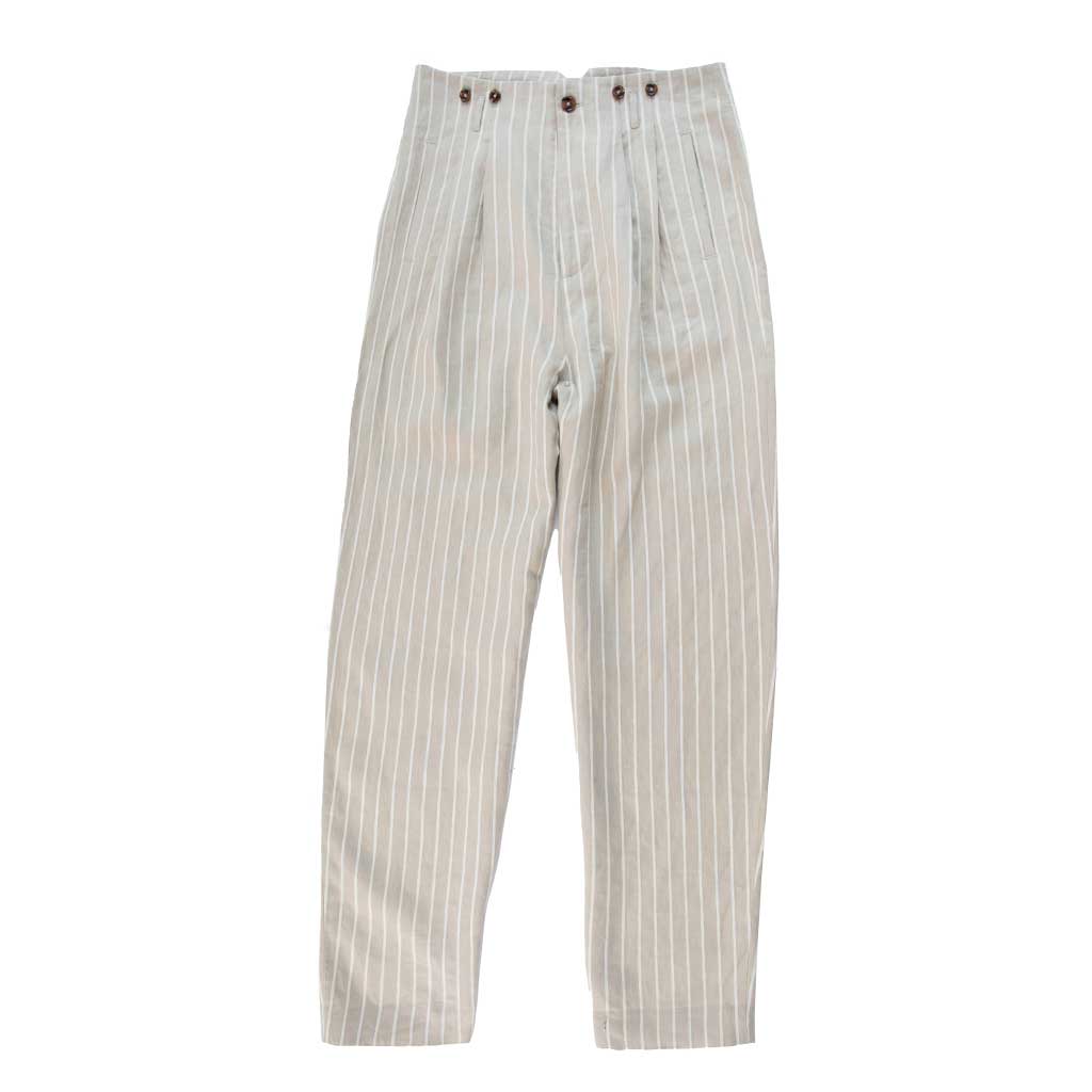 The Linen Glamour PantsKhaki Ivory Stripe
