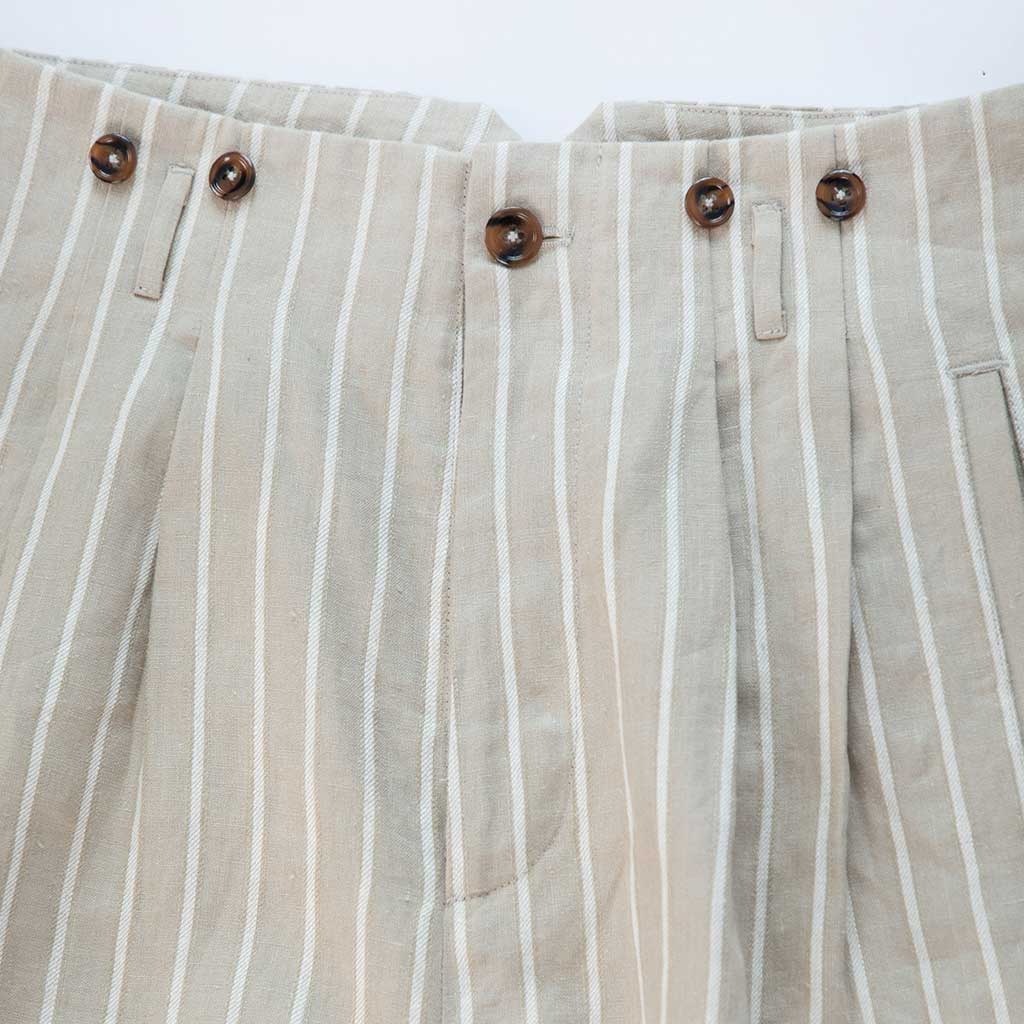 The Linen Glamour PantsKhaki Ivory Stripe