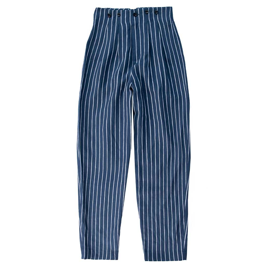 The Linen Glamour PantsNavy Cream Stripe