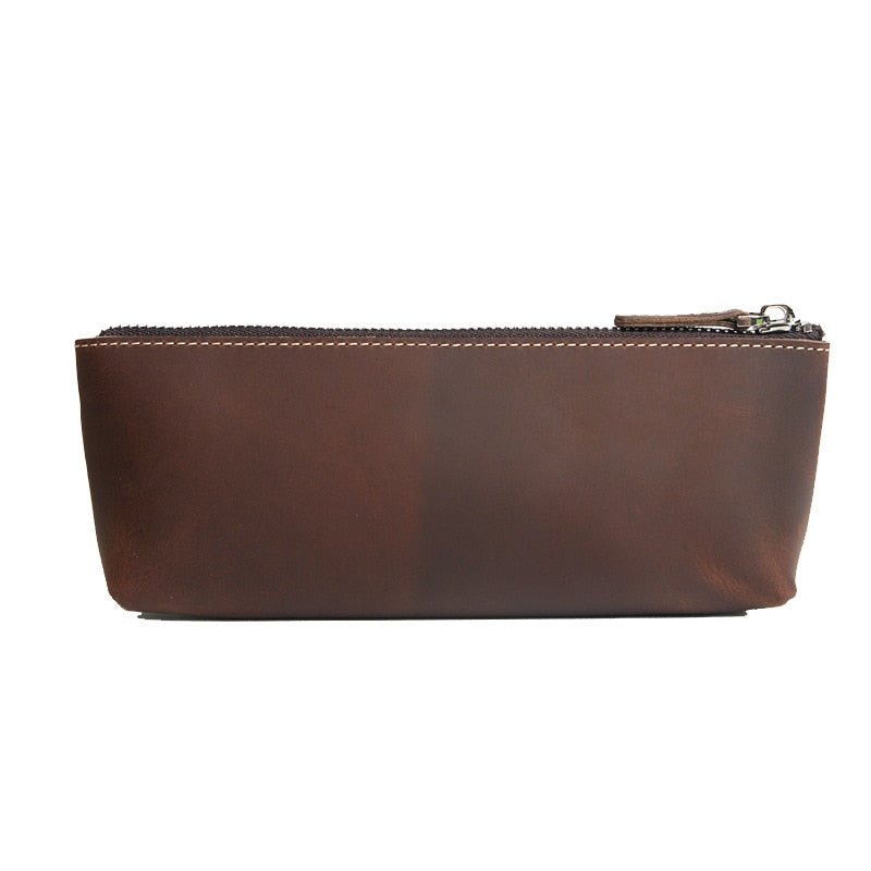 The Pallavi | Handmade Leather Pencil Case - Leather Makeup BagDark Brown