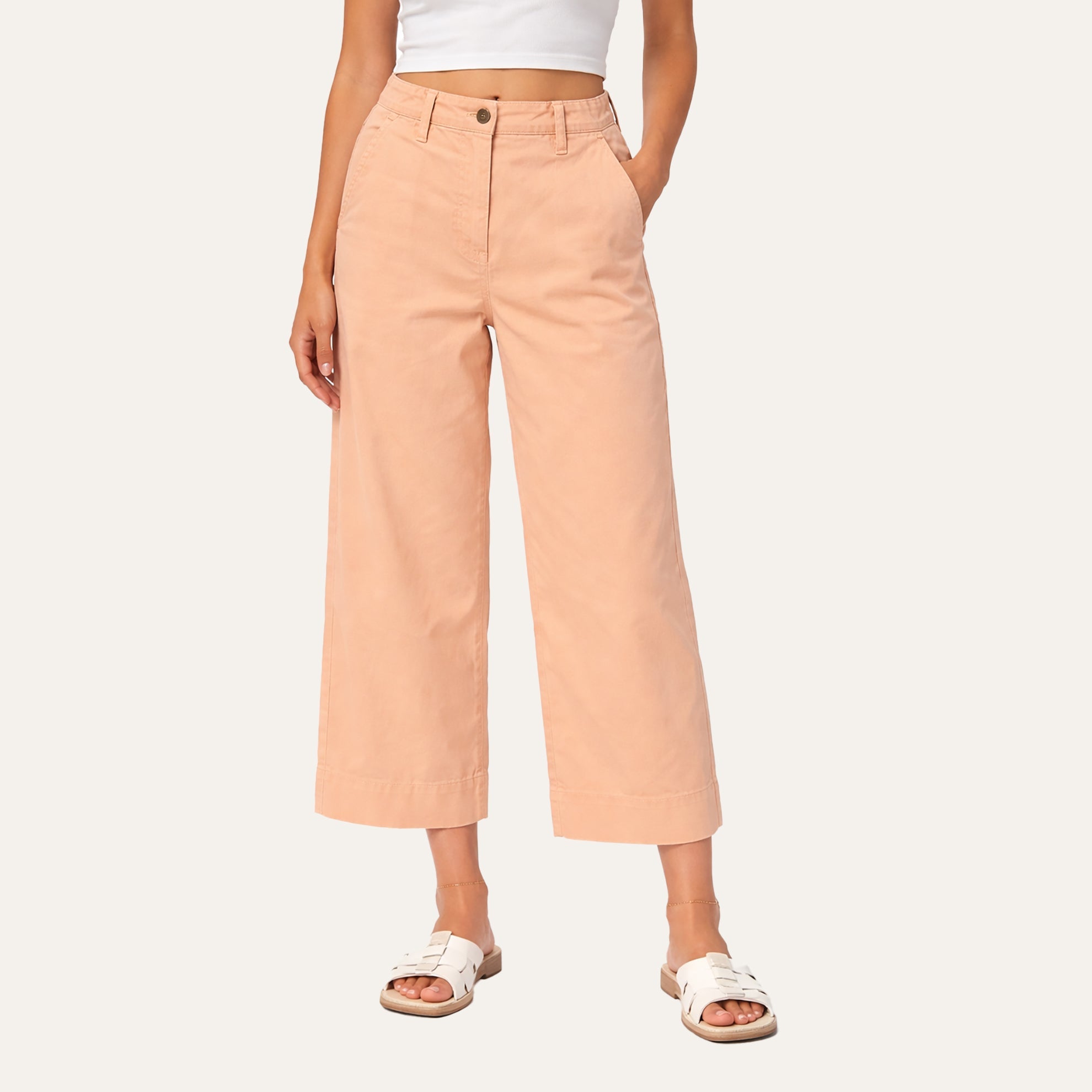 The San Remo Wide Leg Cropped ChinoCantalope