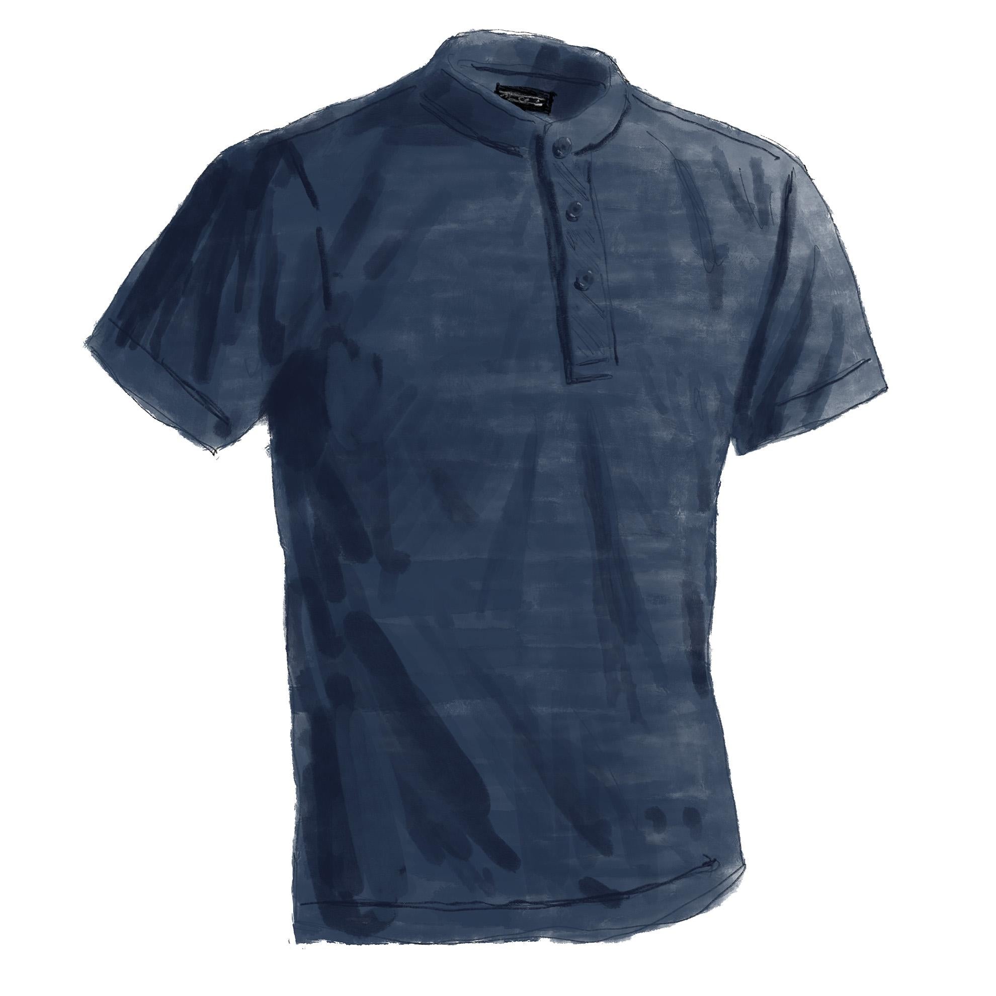 Three - Button Henley T-ShirtNavy Blazer