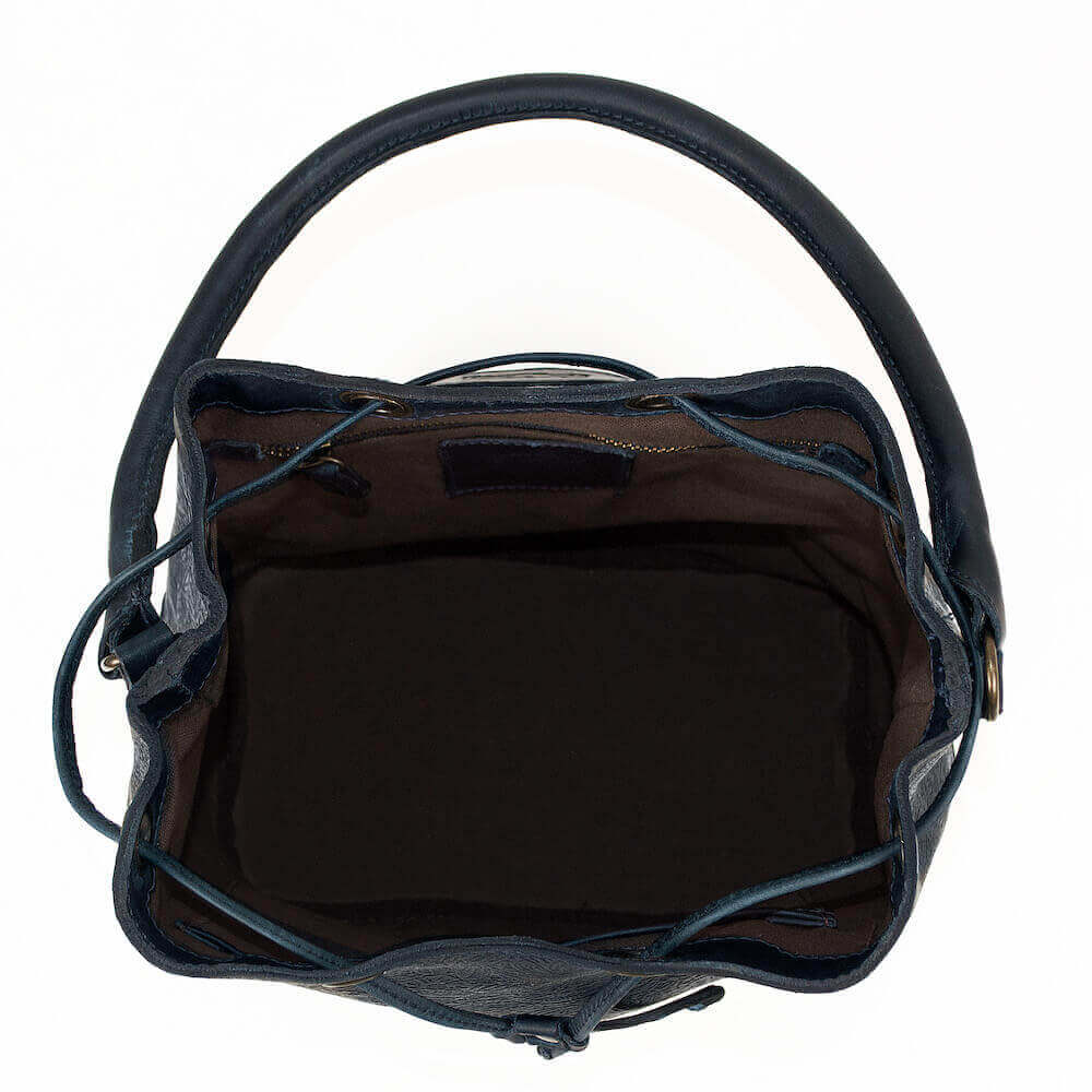 Tooled Leather Bucket BagMidnight Blue