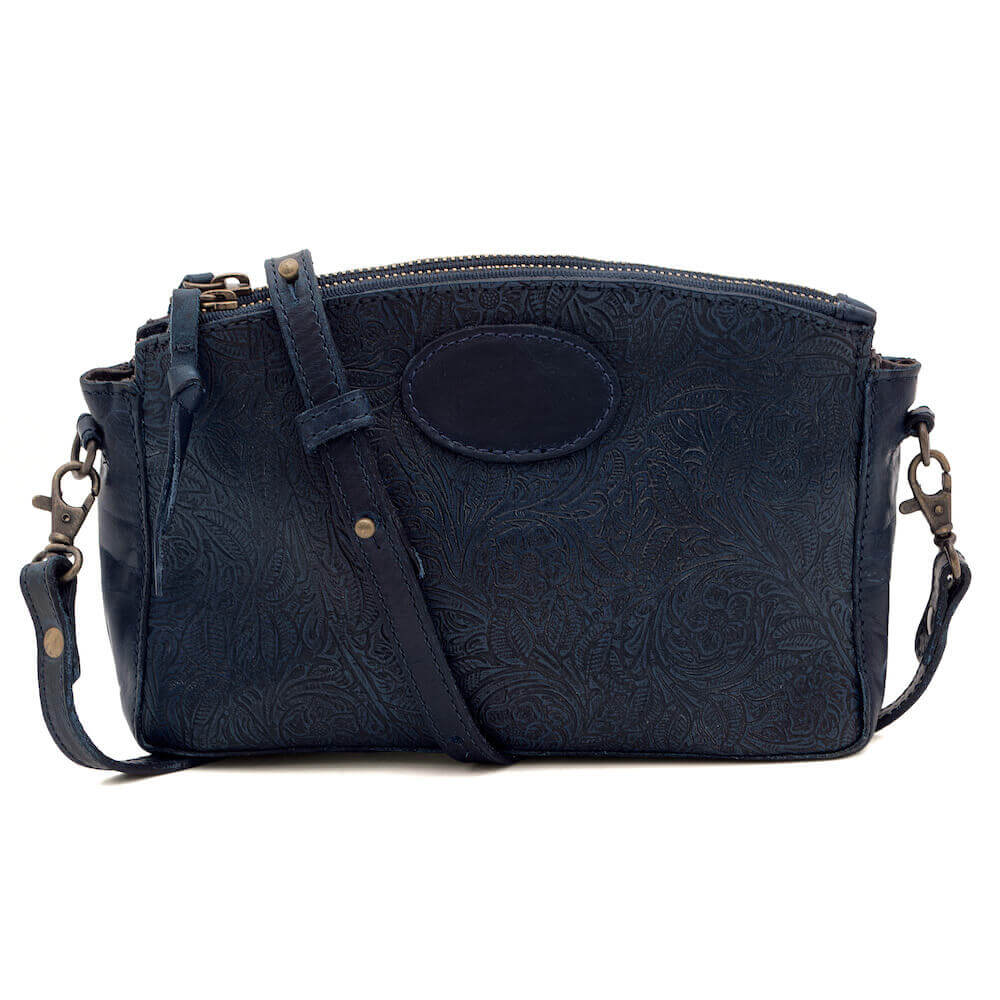 Tooled Leather Crossbody BagMidnight Blue