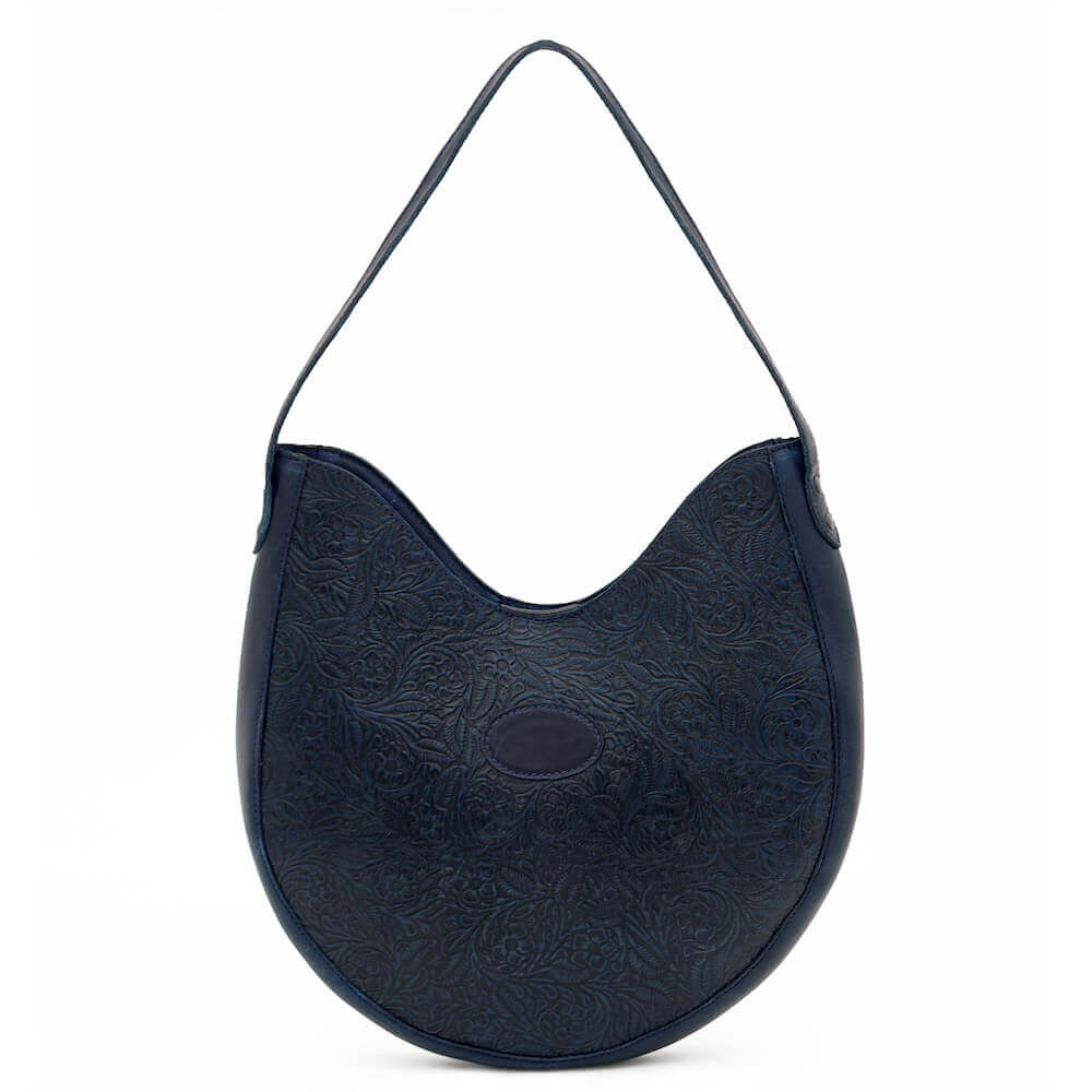 Tooled Leather Hobo BagMidnight Blue