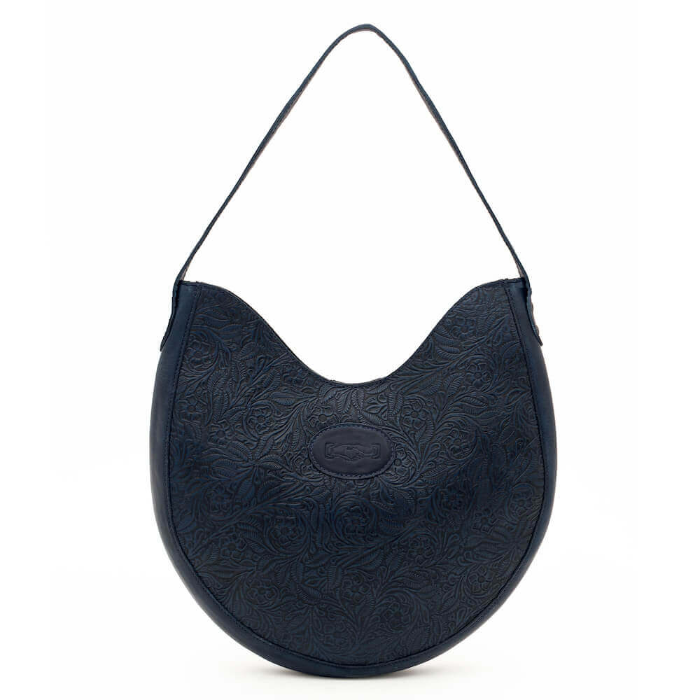 Tooled Leather Hobo BagMidnight Blue