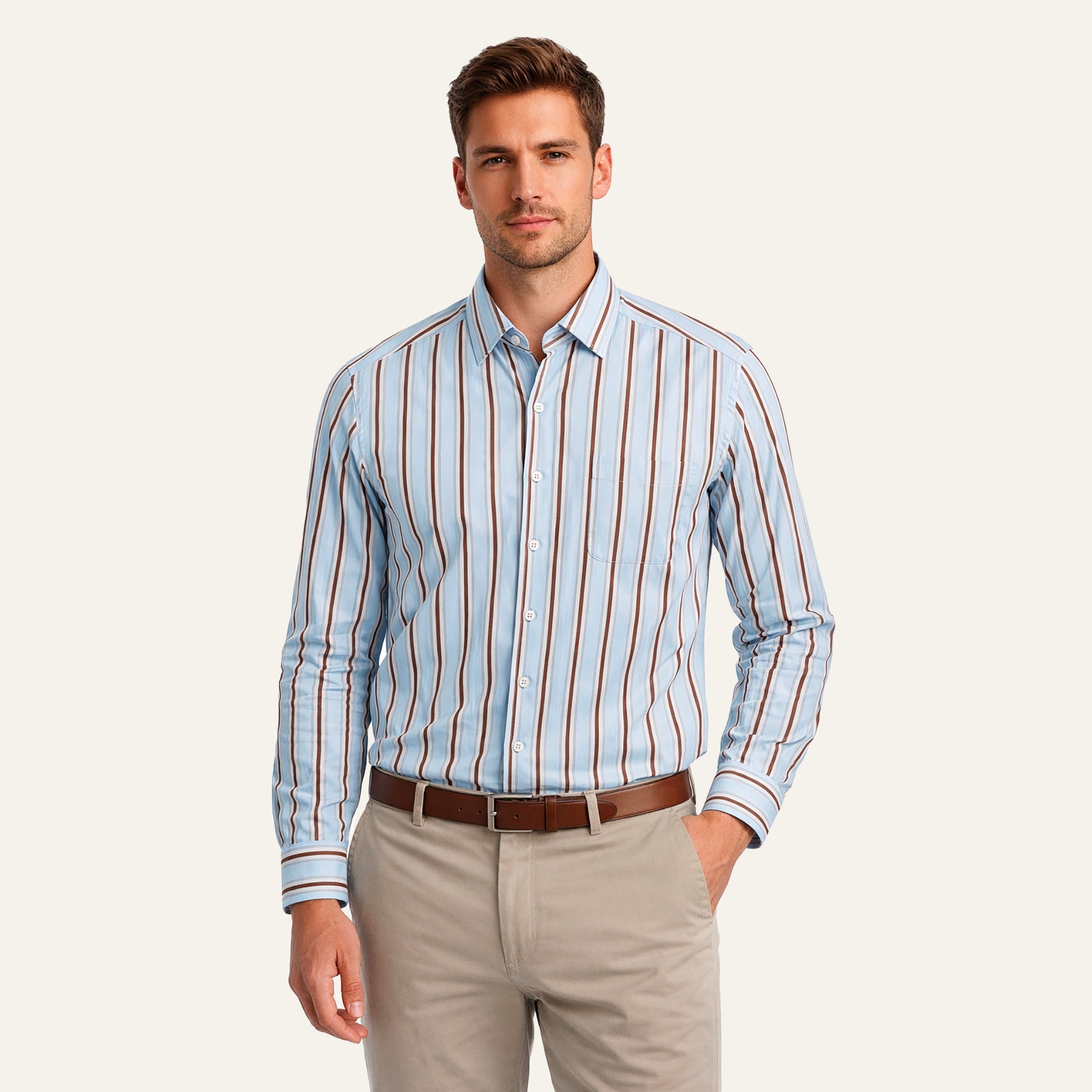 Venetian Stripe Blazer ShirtLight Blue